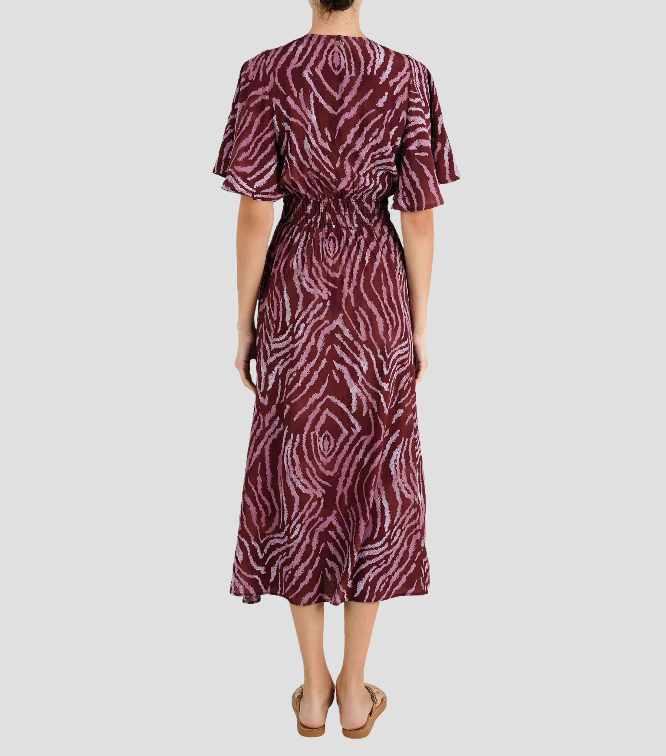 Vestido midi manga corta fantasía Mujer
