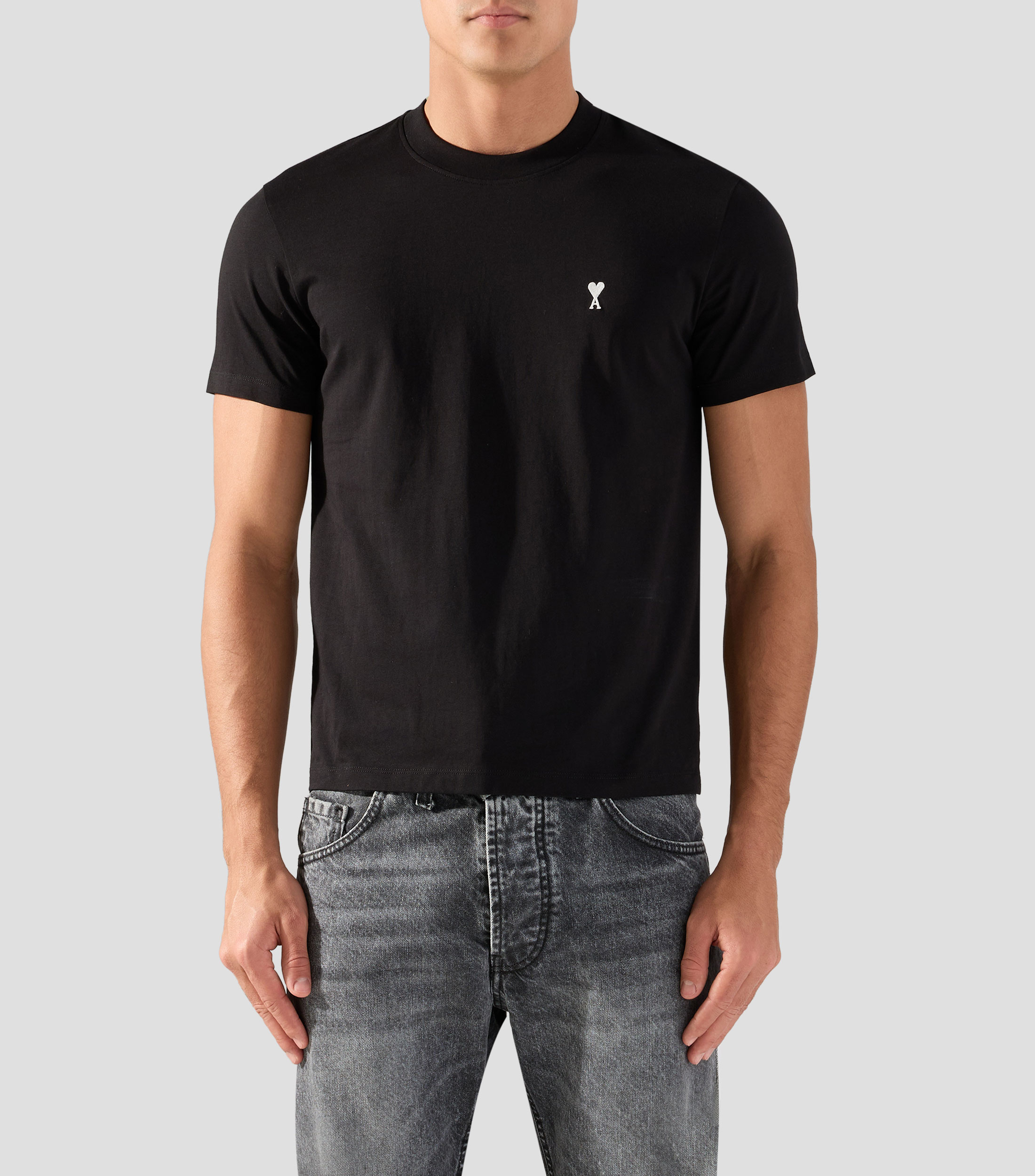 Playera de cuello redondo con manga corta lisa Hombre
