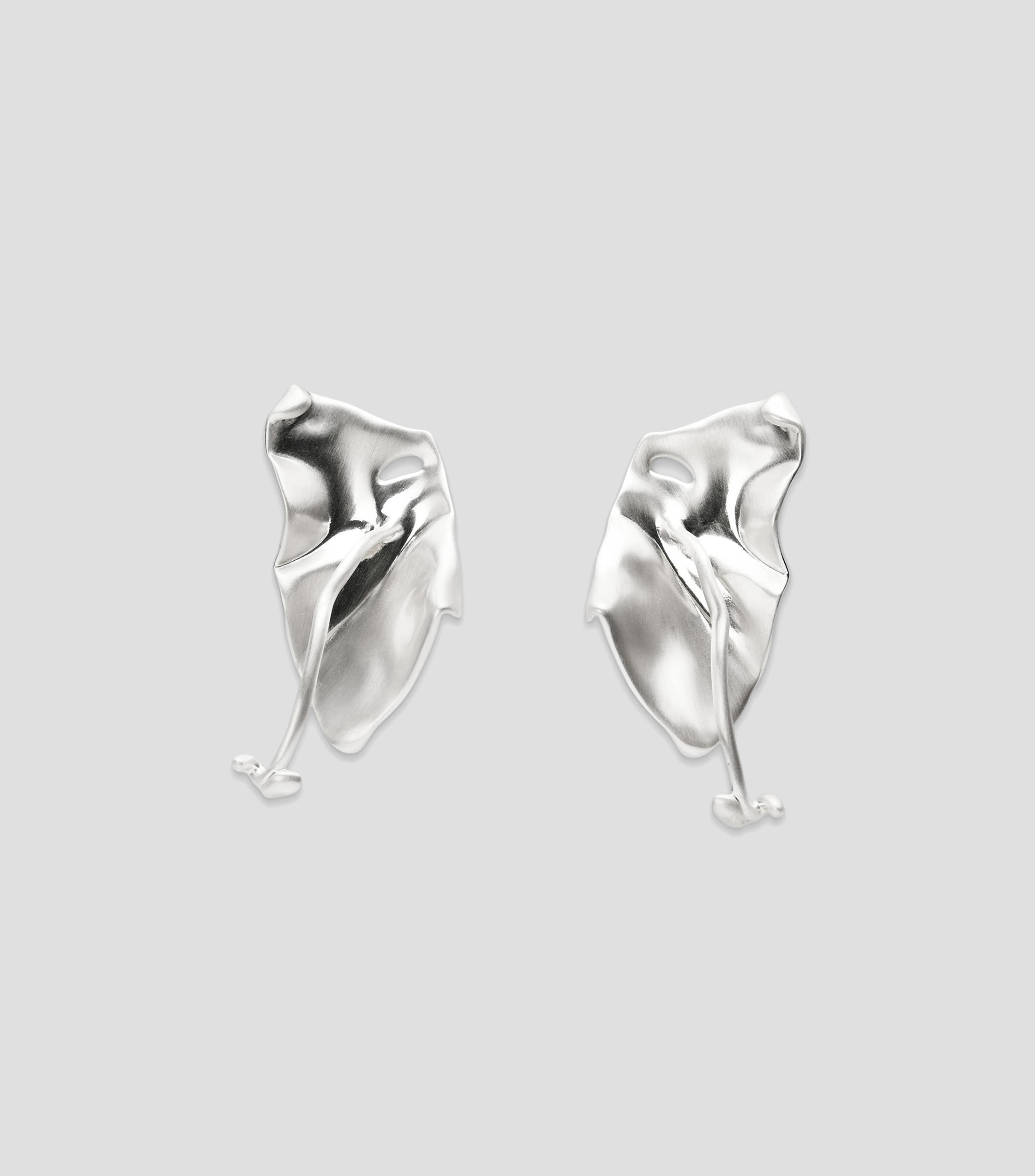Aretes de forma de hoja arrugada Mujer