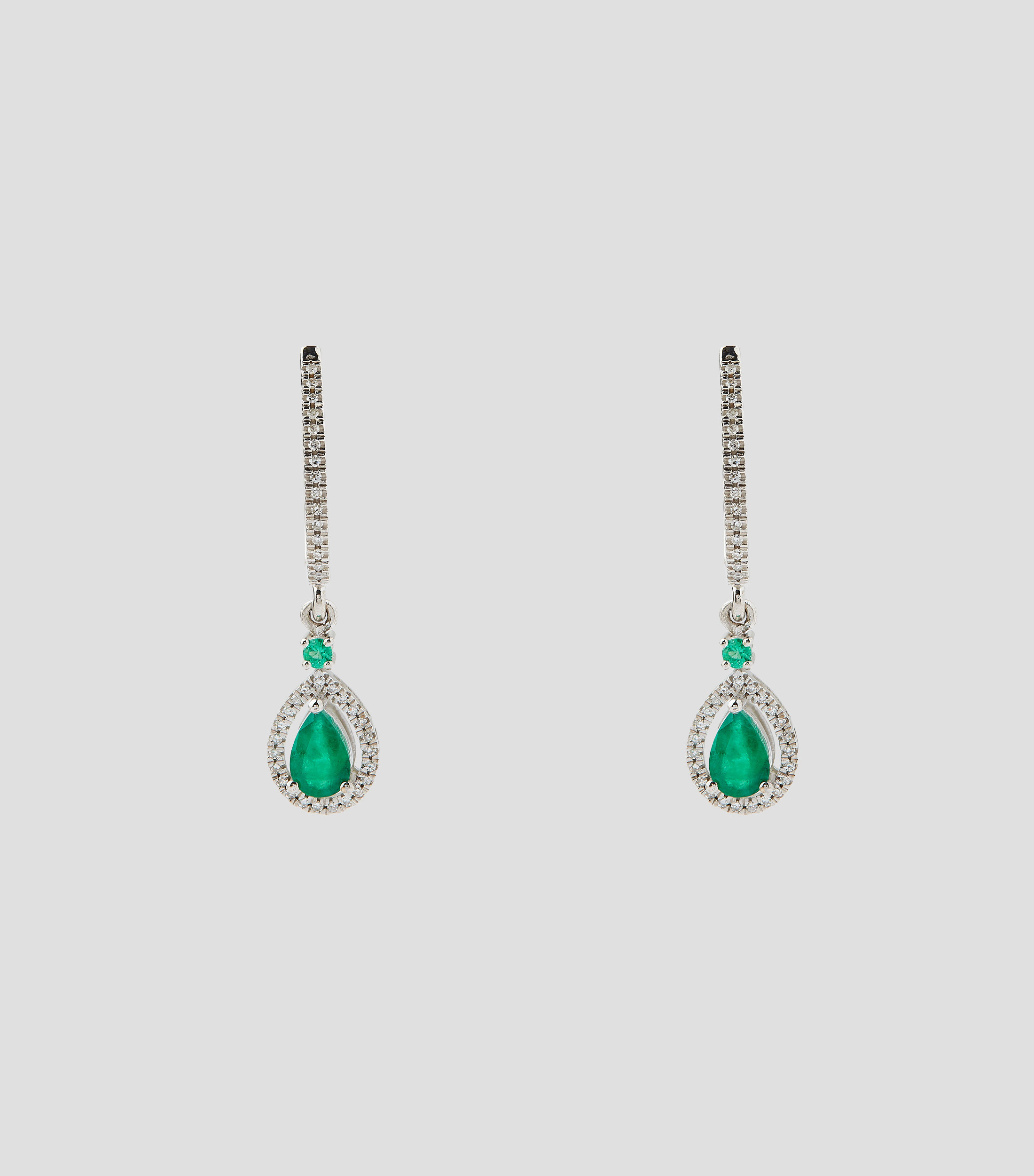 Aretes en Oro de 14 Kilates con brillante y esmeralda Mujer