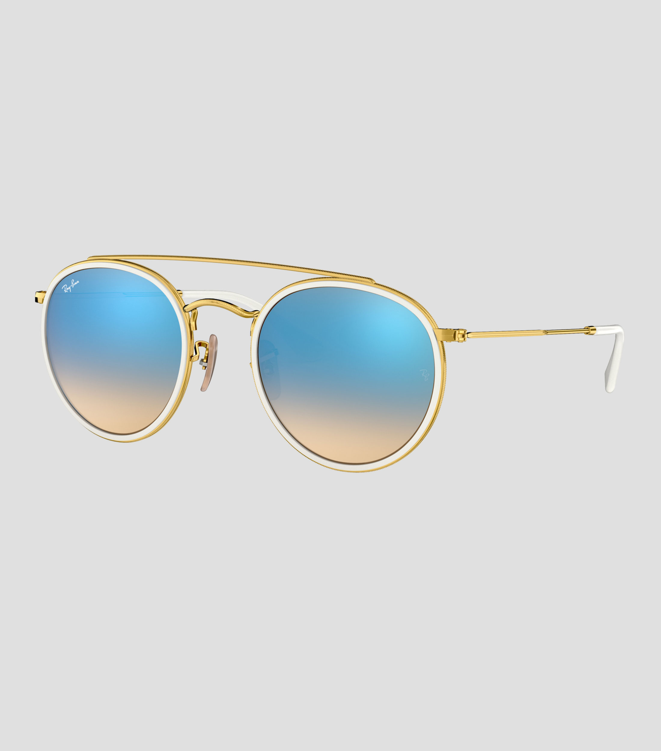 Lentes de sol redondos Round Double Bridge dorados Unisex