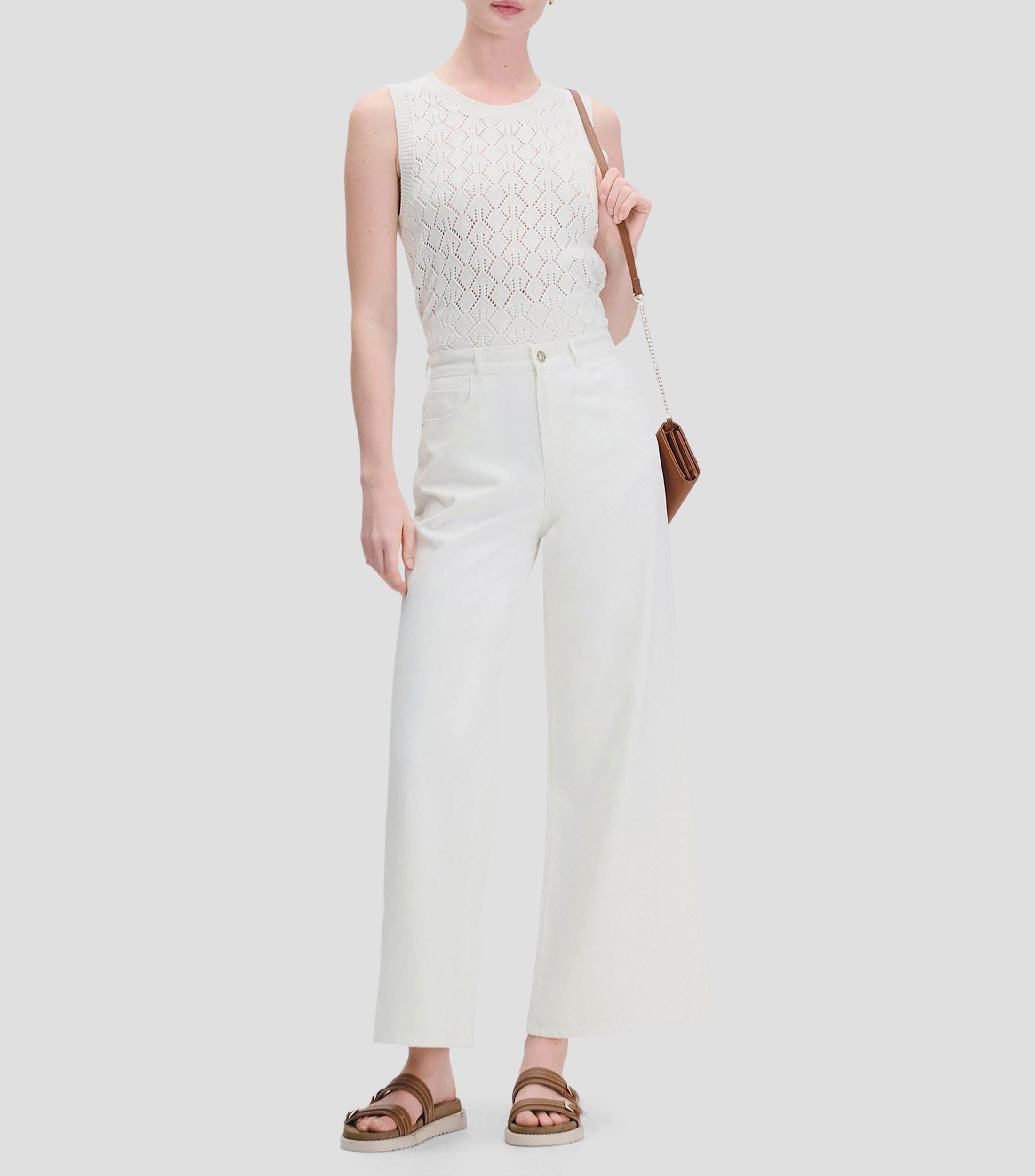 Pantalón Palazzo Tiro Alto Natural Tipo Jeans Mujer