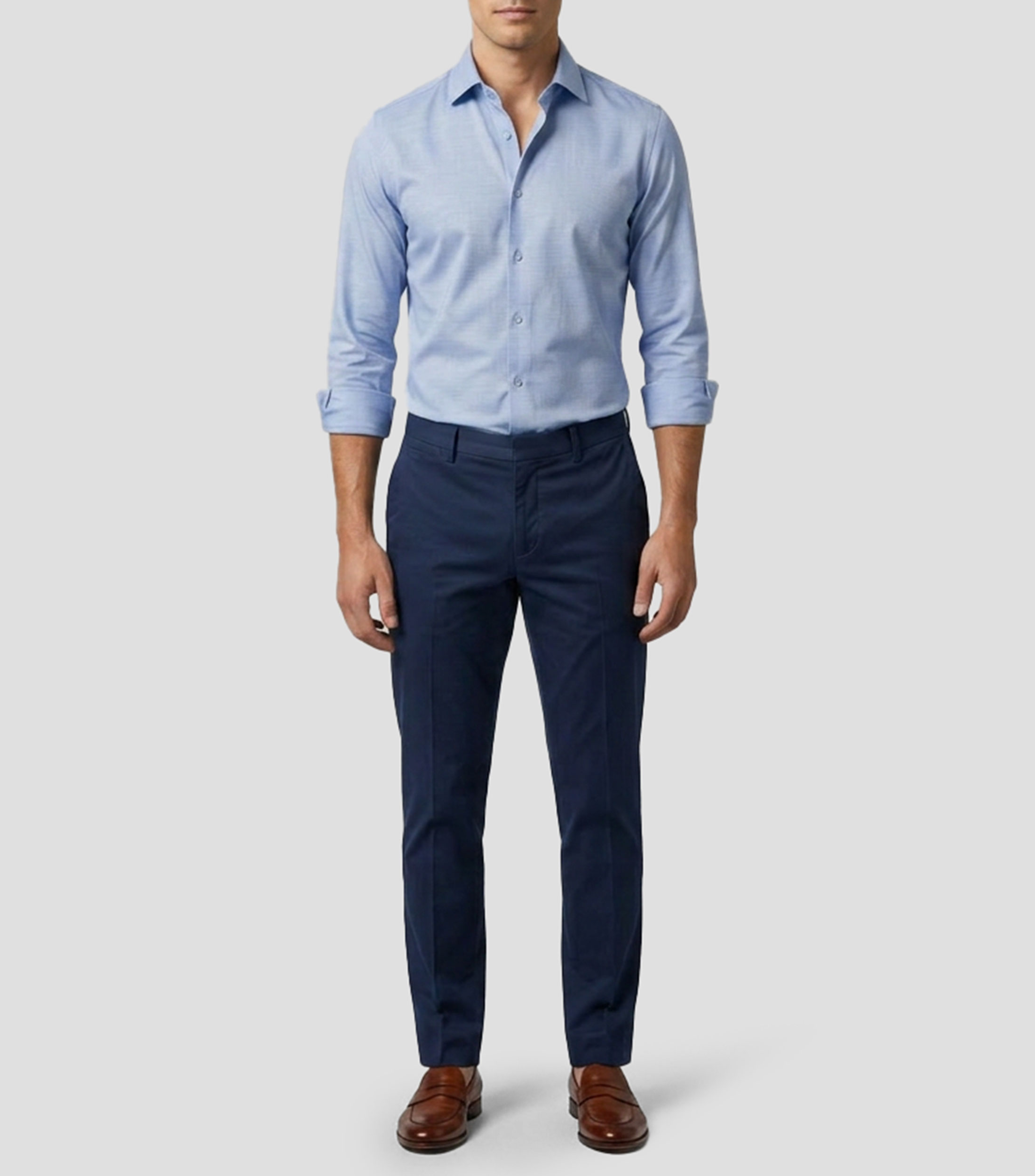 Camisa jaspeada manga larga Hombre
