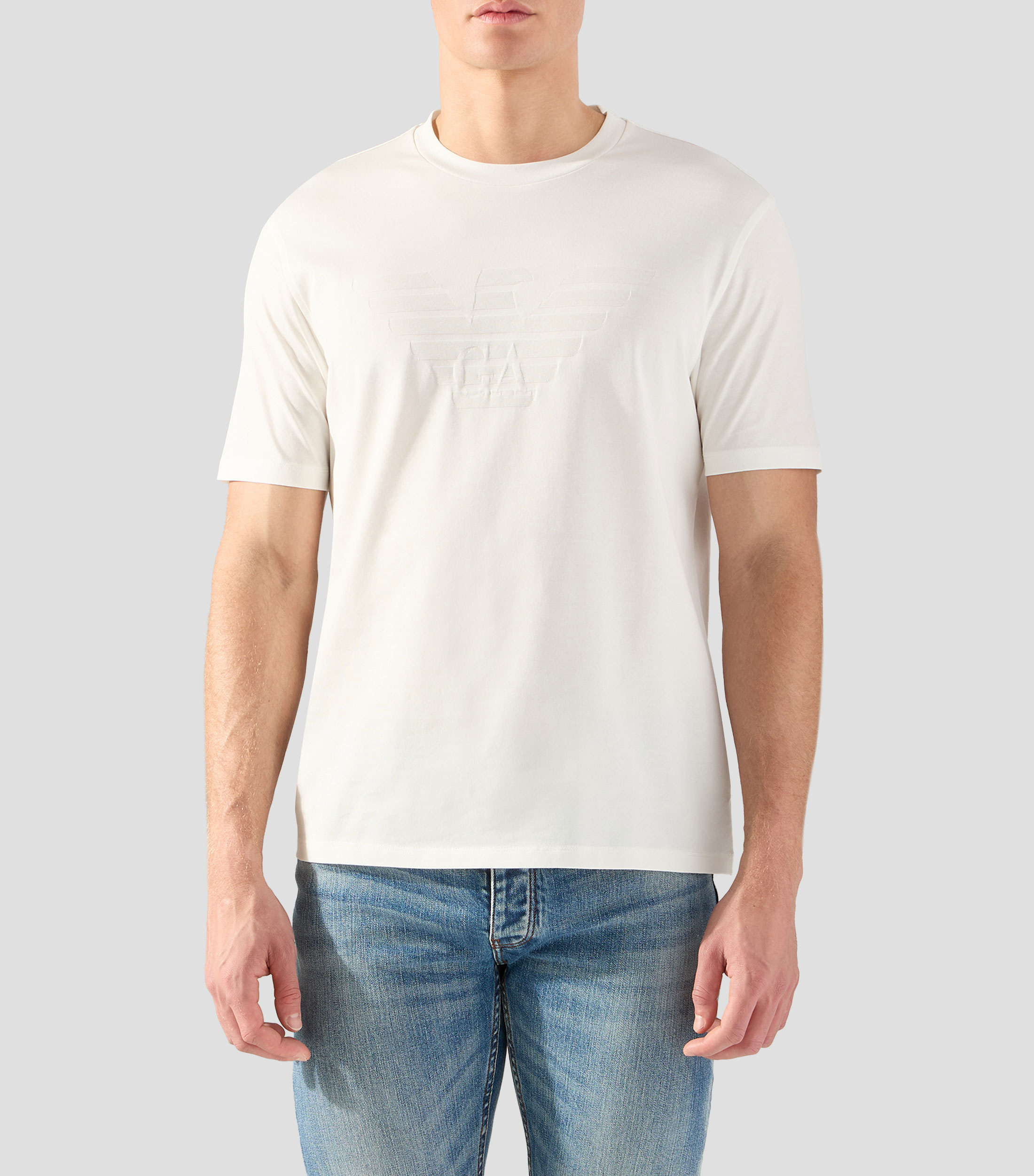 Playera de cuello redondo con manga corta estampada Hombre
