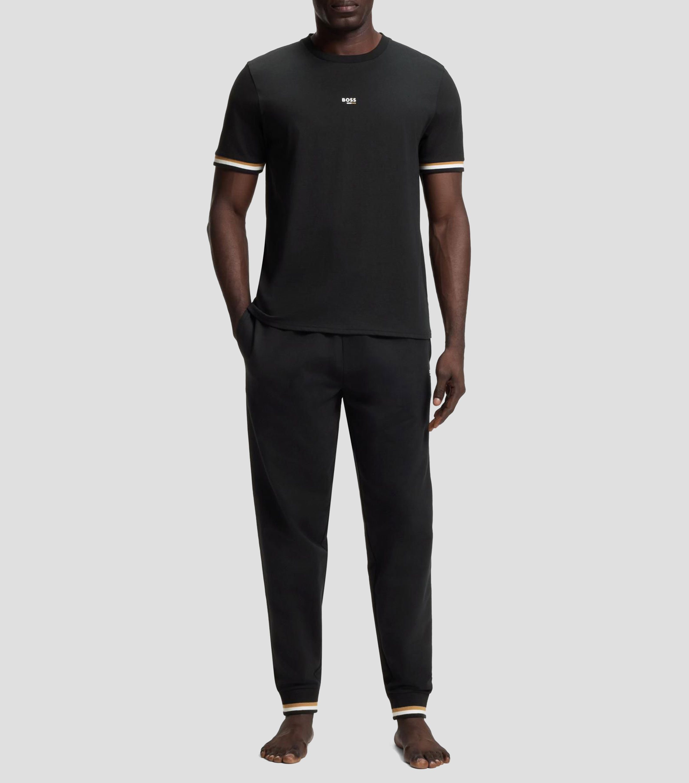 Playera BOSS de algodón para niños con rayas distintivas y logo Hombre