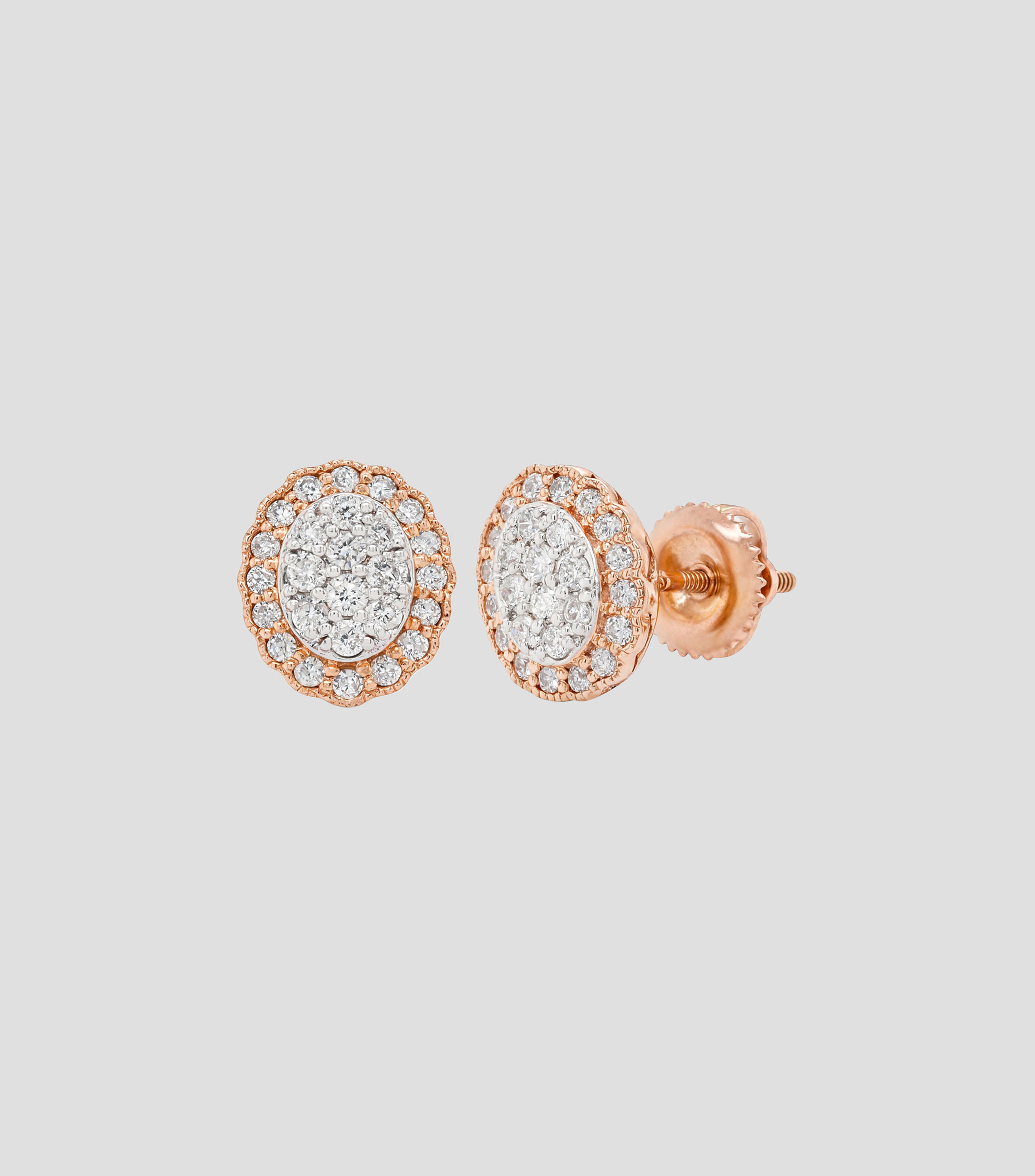 Broqueles en oro rosa de 14 kilates con diamantes Mujer
