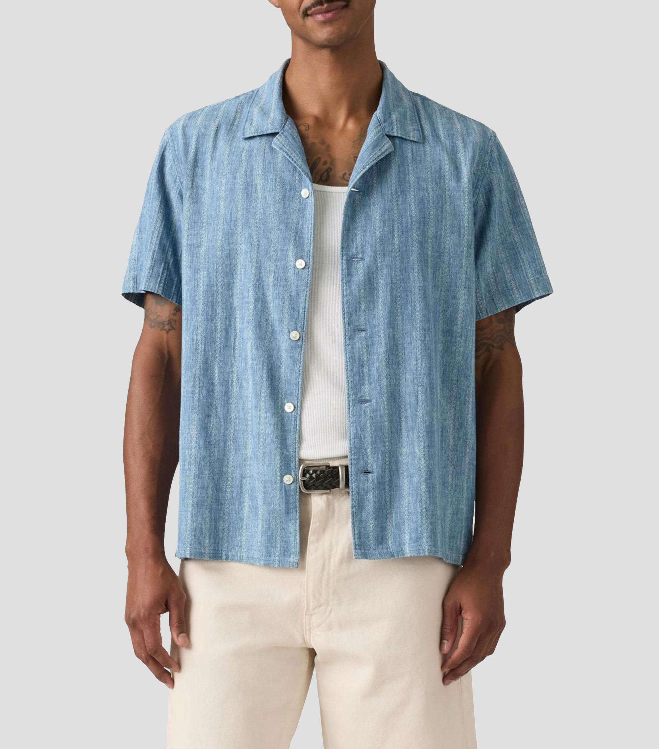 Camisa con microdiseño manga corta Hombre