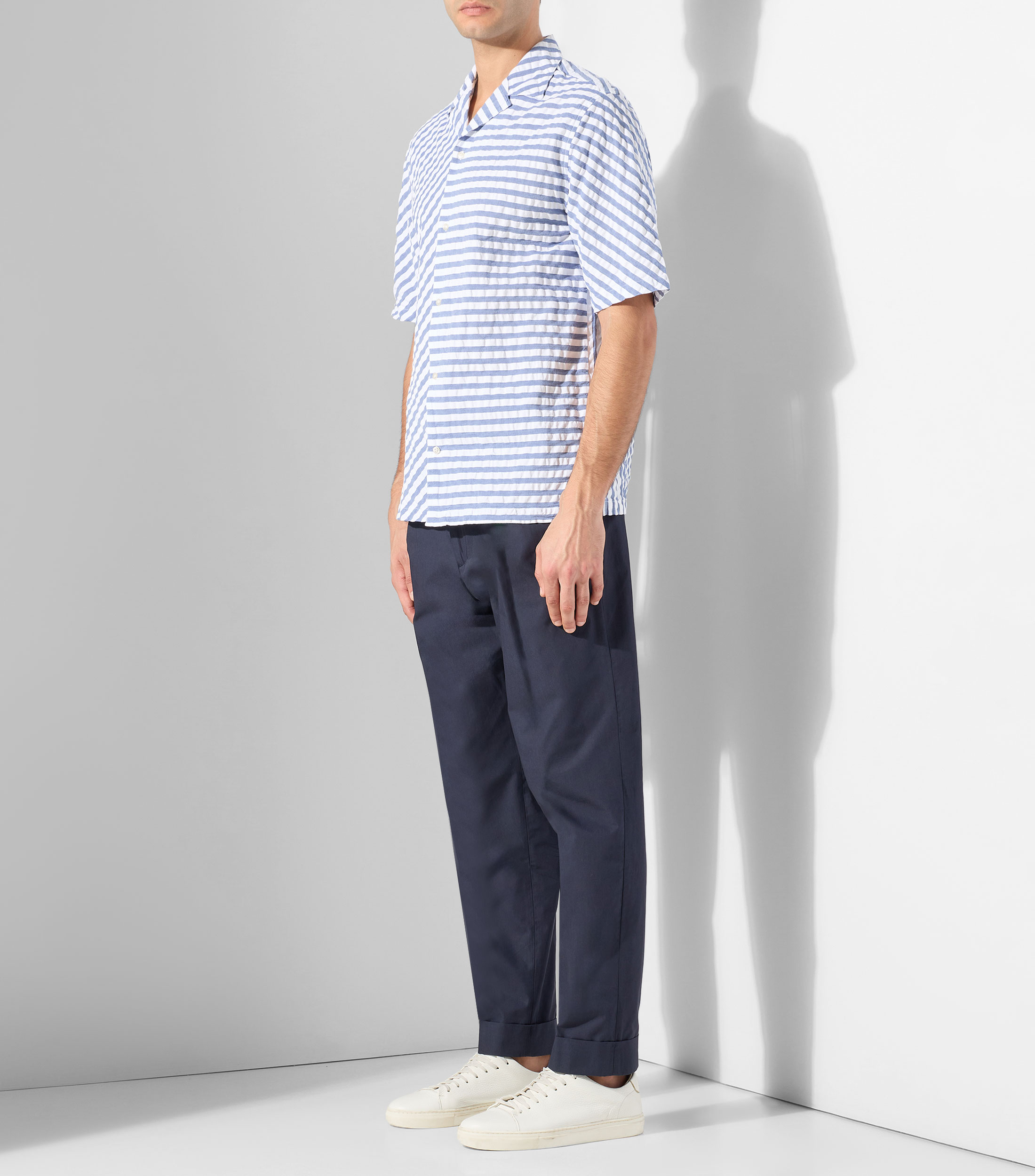 Camisa a rayas manga corta Hombre