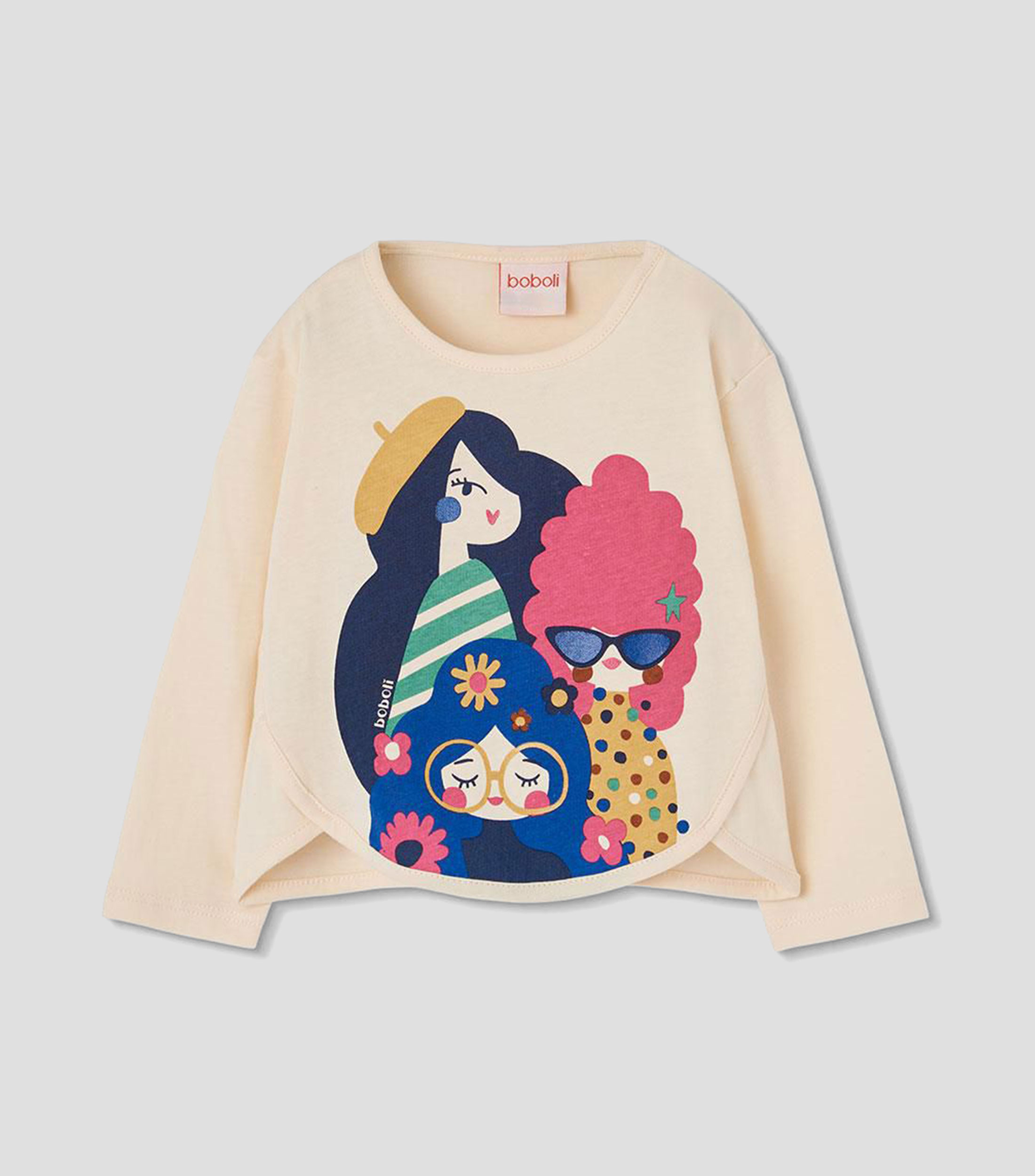 Playera cuello redondo manga larga estampada Bebé