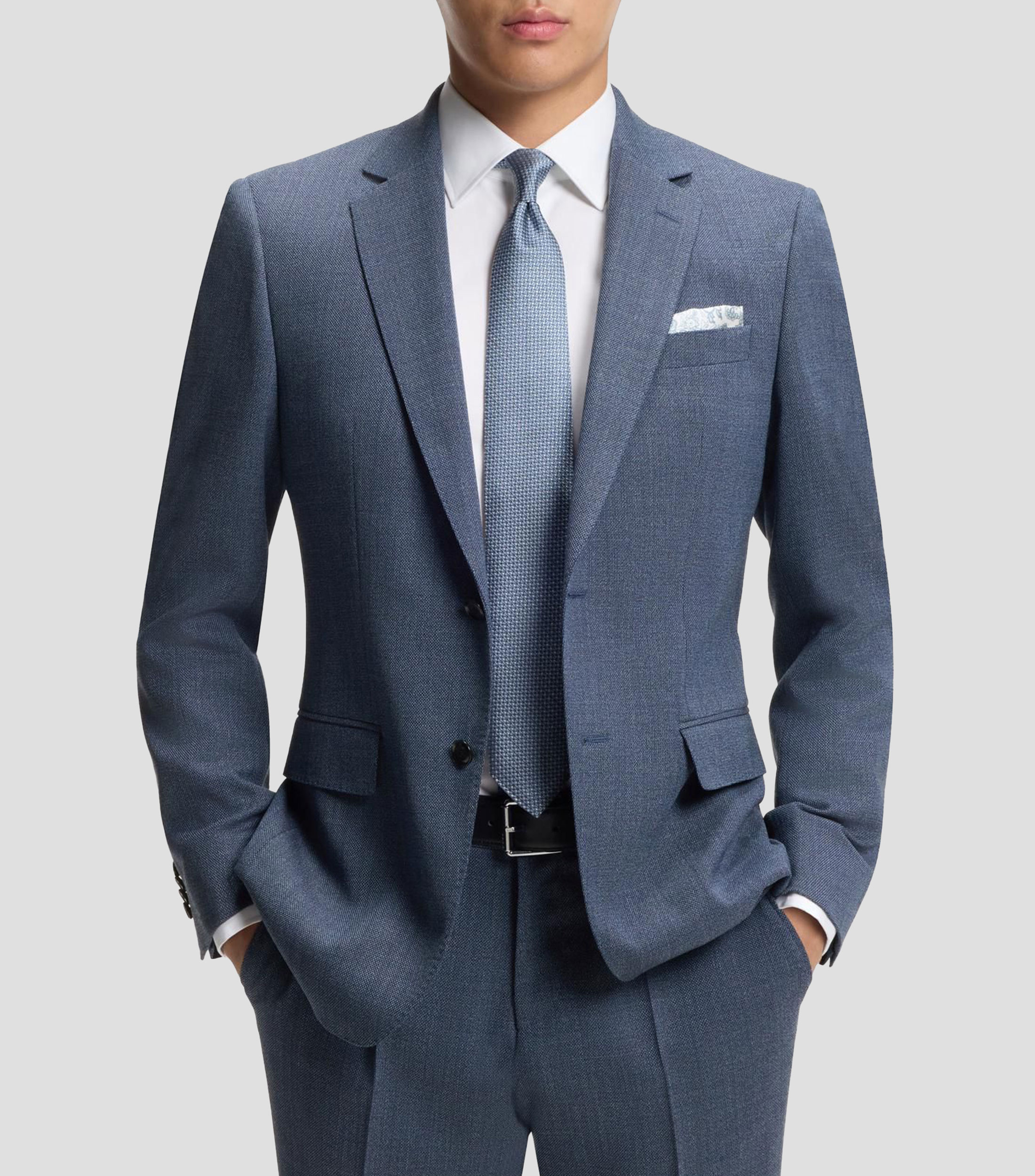 Blazer slim de lana elástica estampada Hombre