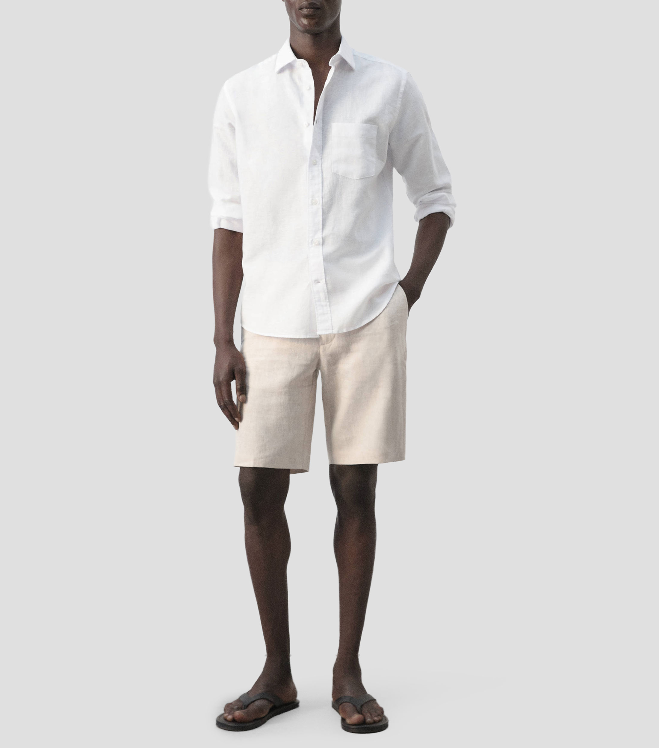 Camisa lisa manga larga Hombre