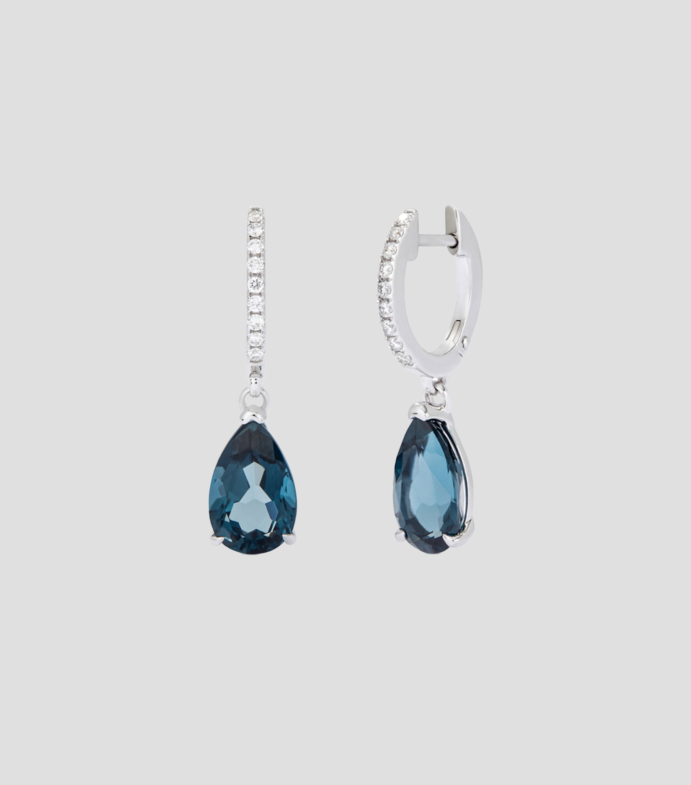 Pendientes en Oro blanco de 18 Kilates con topacio y diamantes Mujer