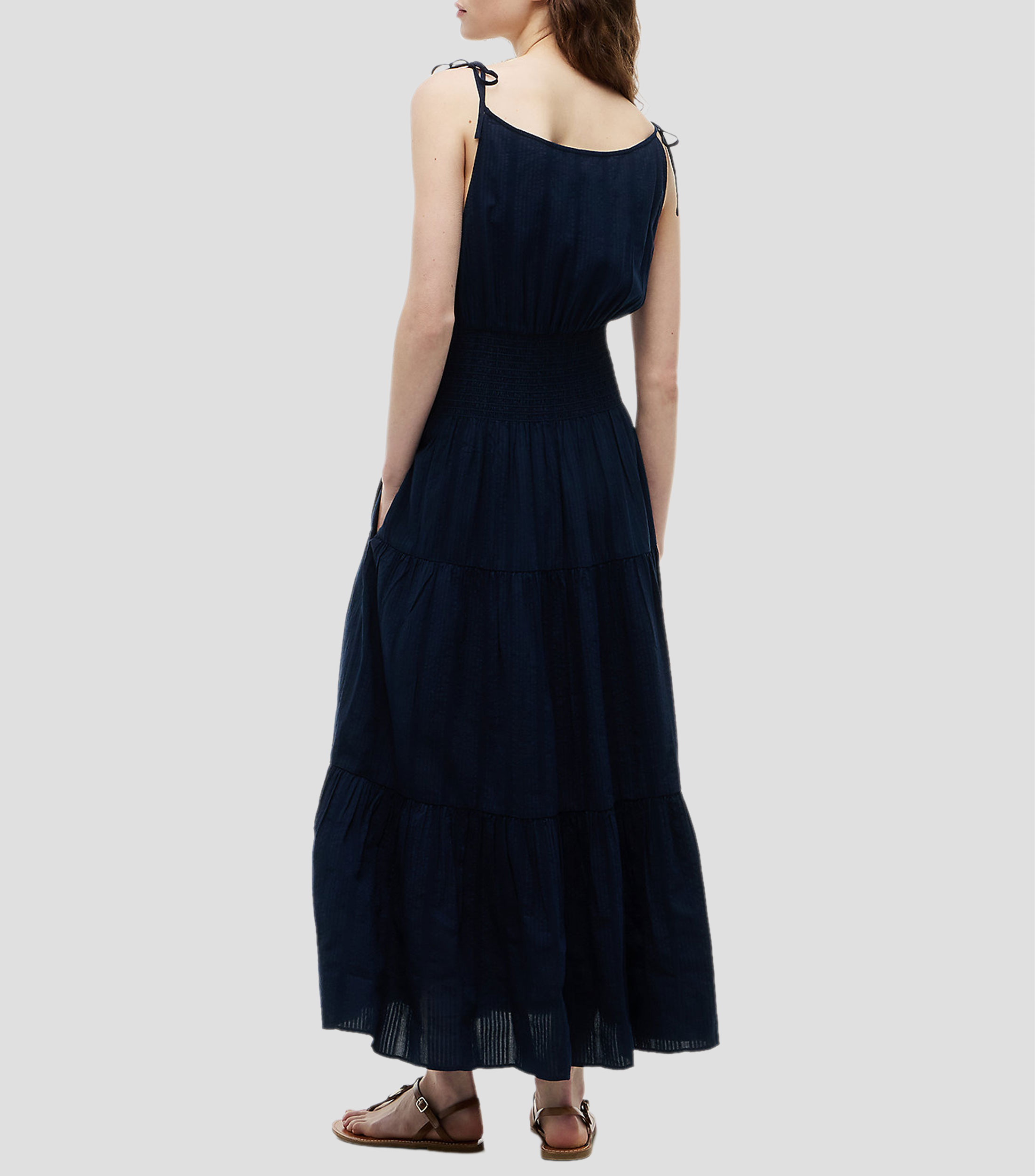Vestido midi liso Mujer