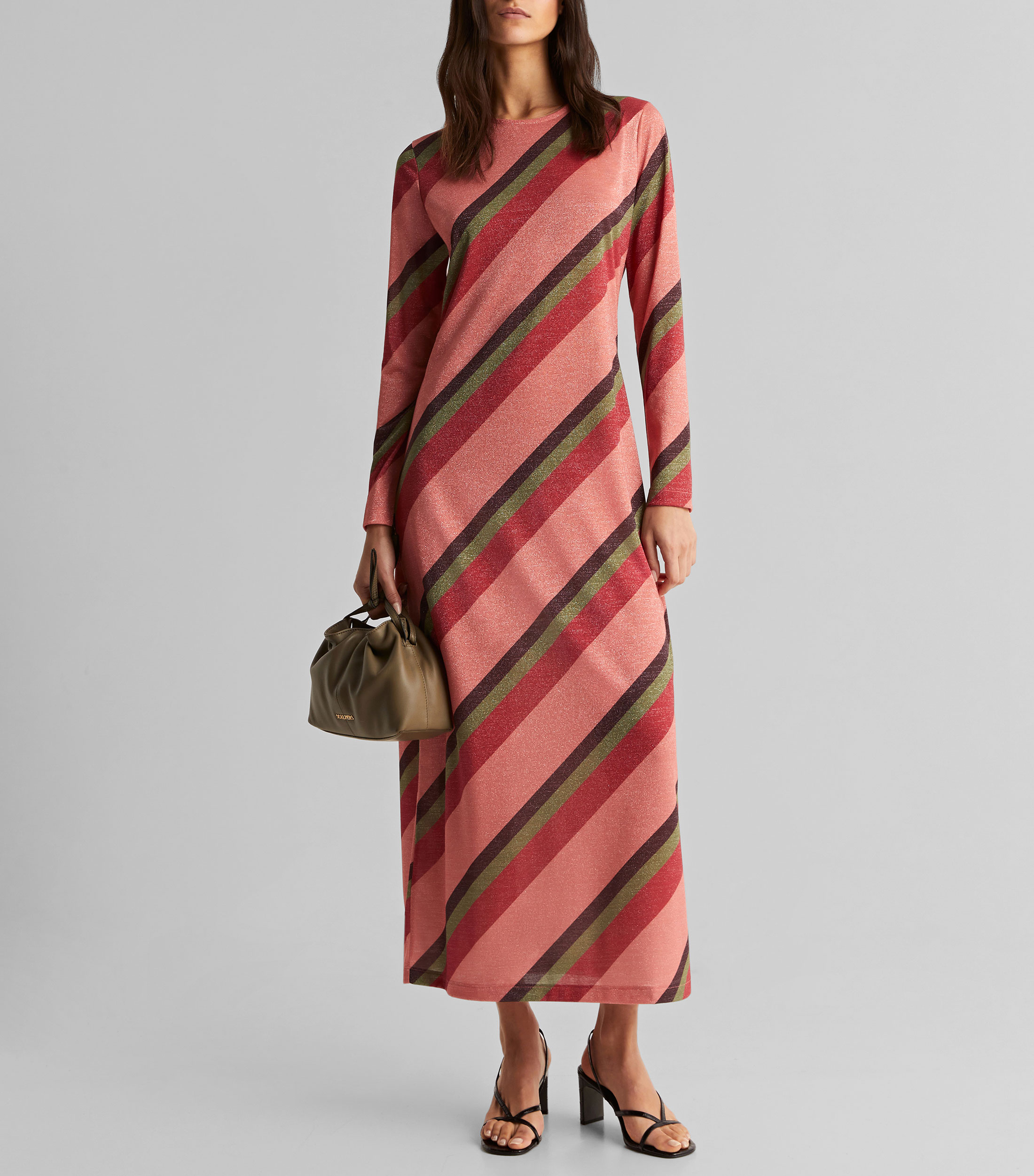 Scalpers: Vestido largo con franjas de manga larga Mujer El