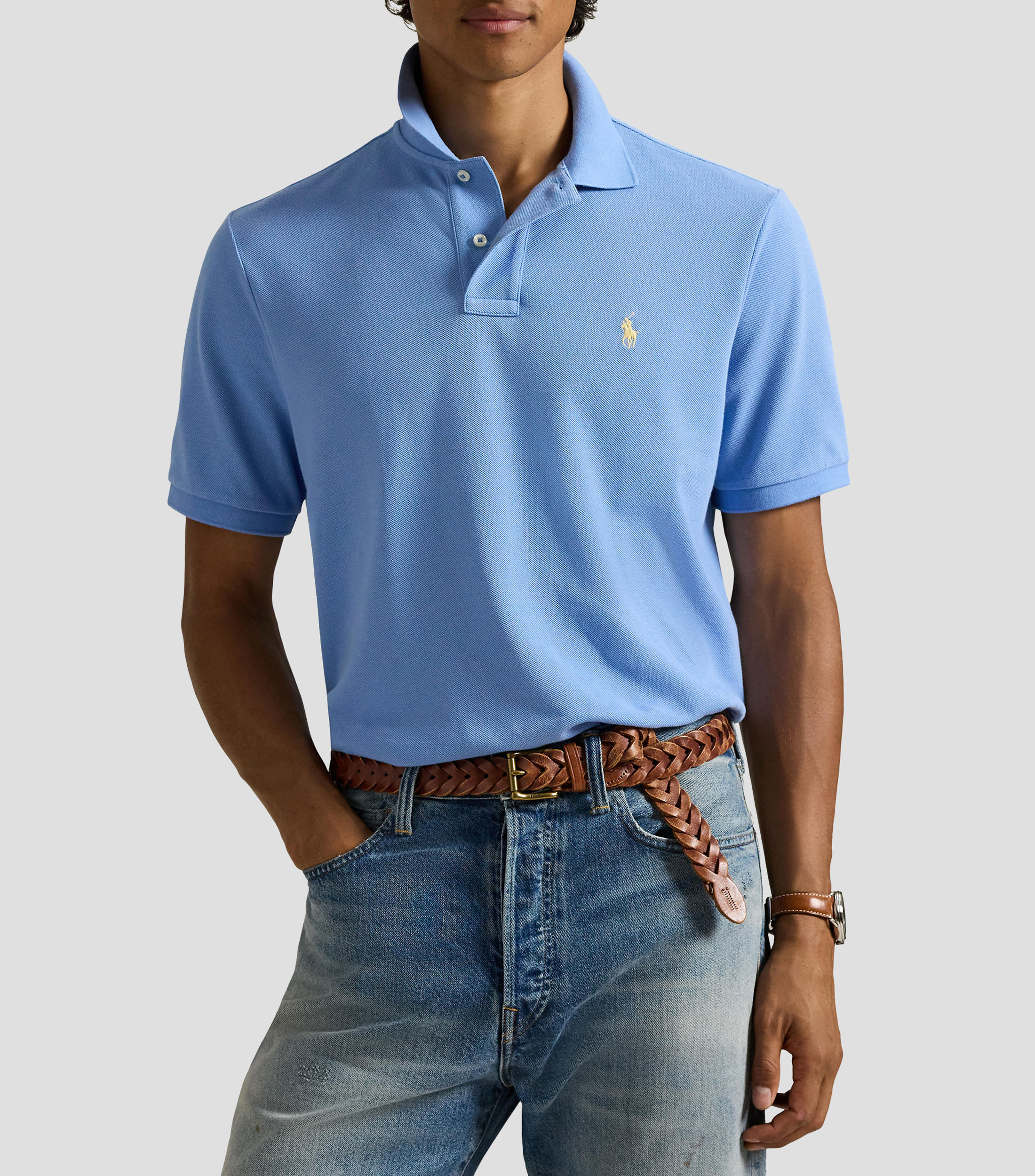 Playera tipo polo manga corta lisa Hombre