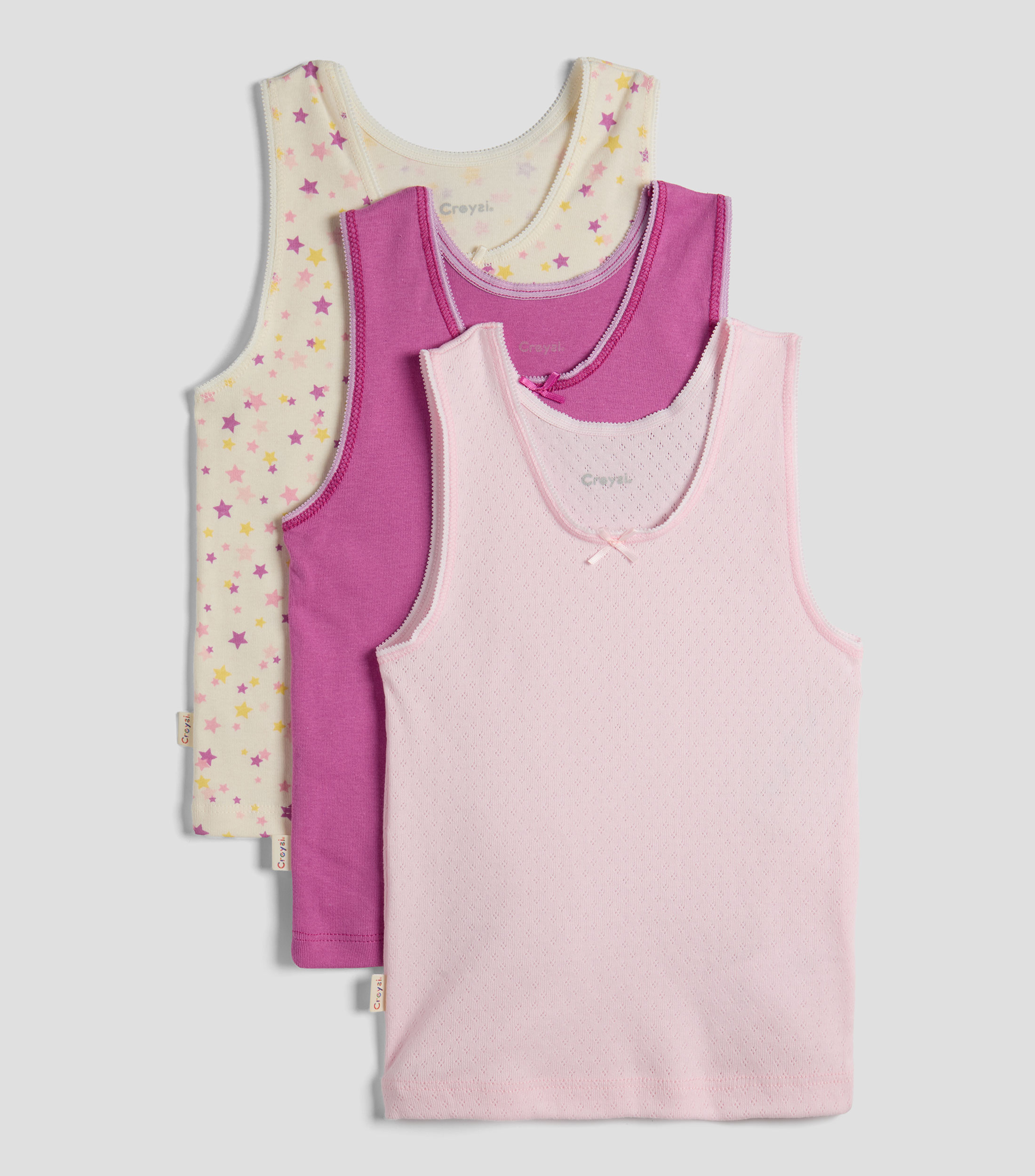 Set 3 Playeras cuello redondo sin manga fantasía Niña