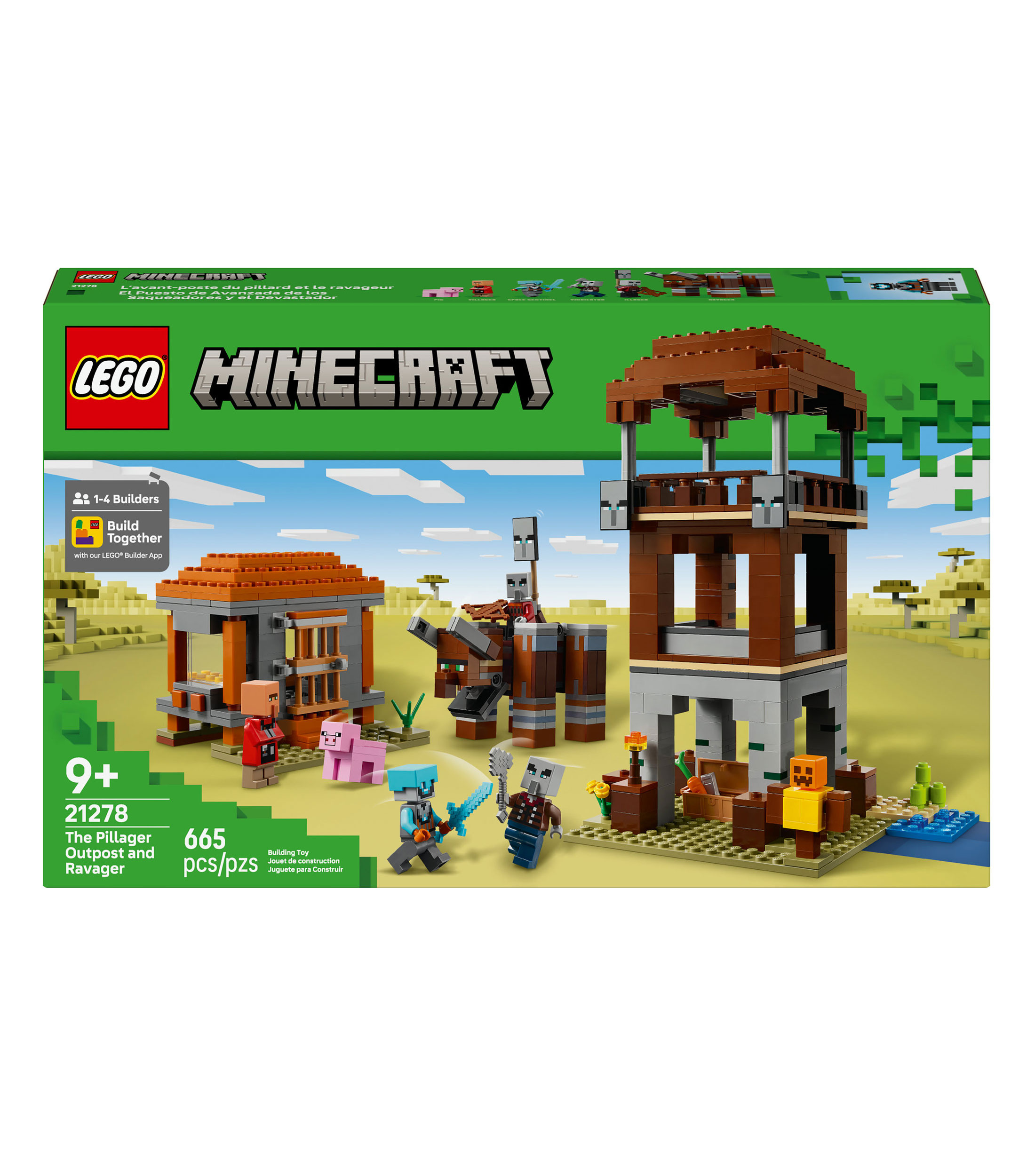 Lego Minecraft, El Puesto de Avanzada de los Saqueadores y el Devastador 21278