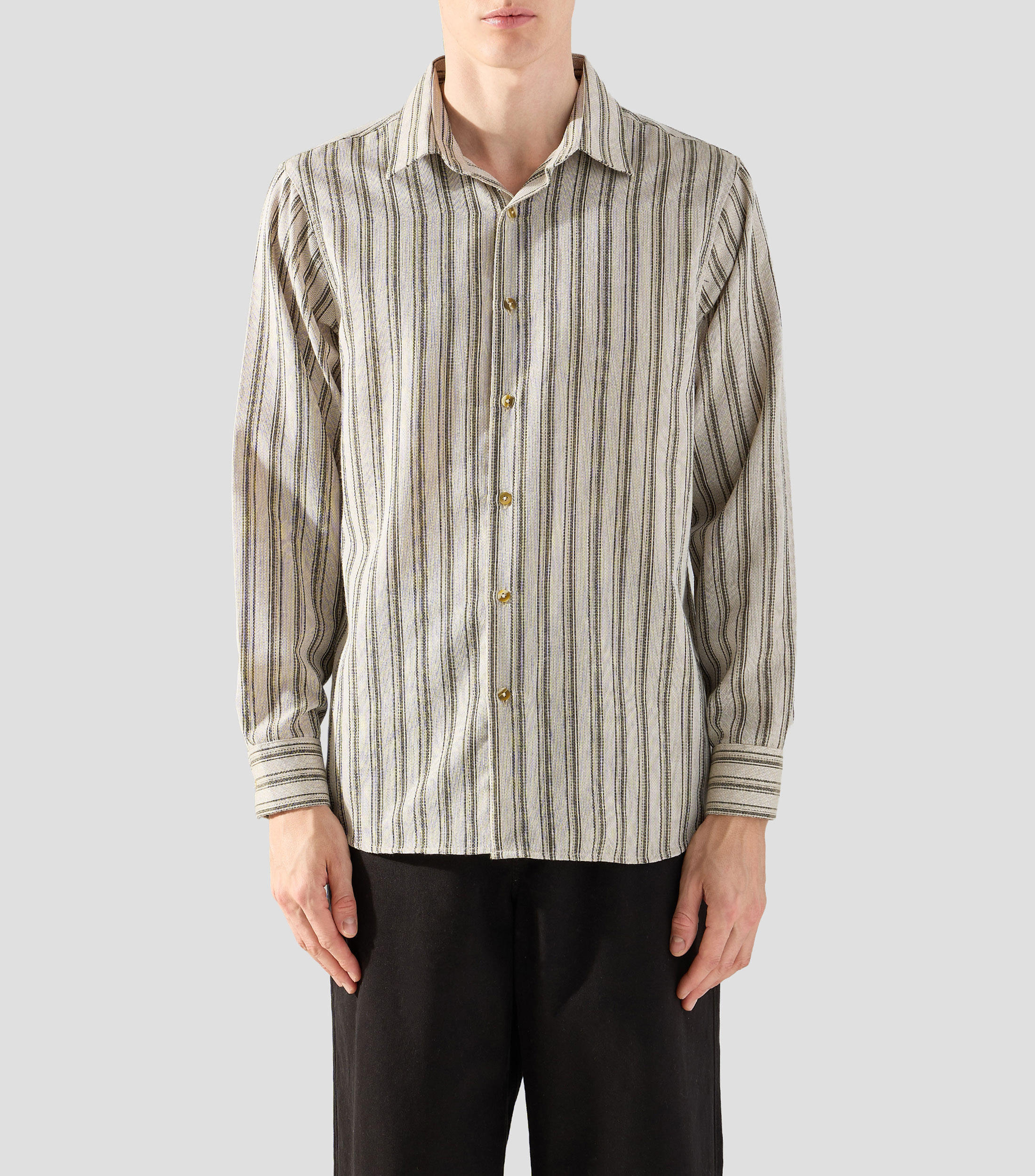 Camisa con rayas manga larga Hombre