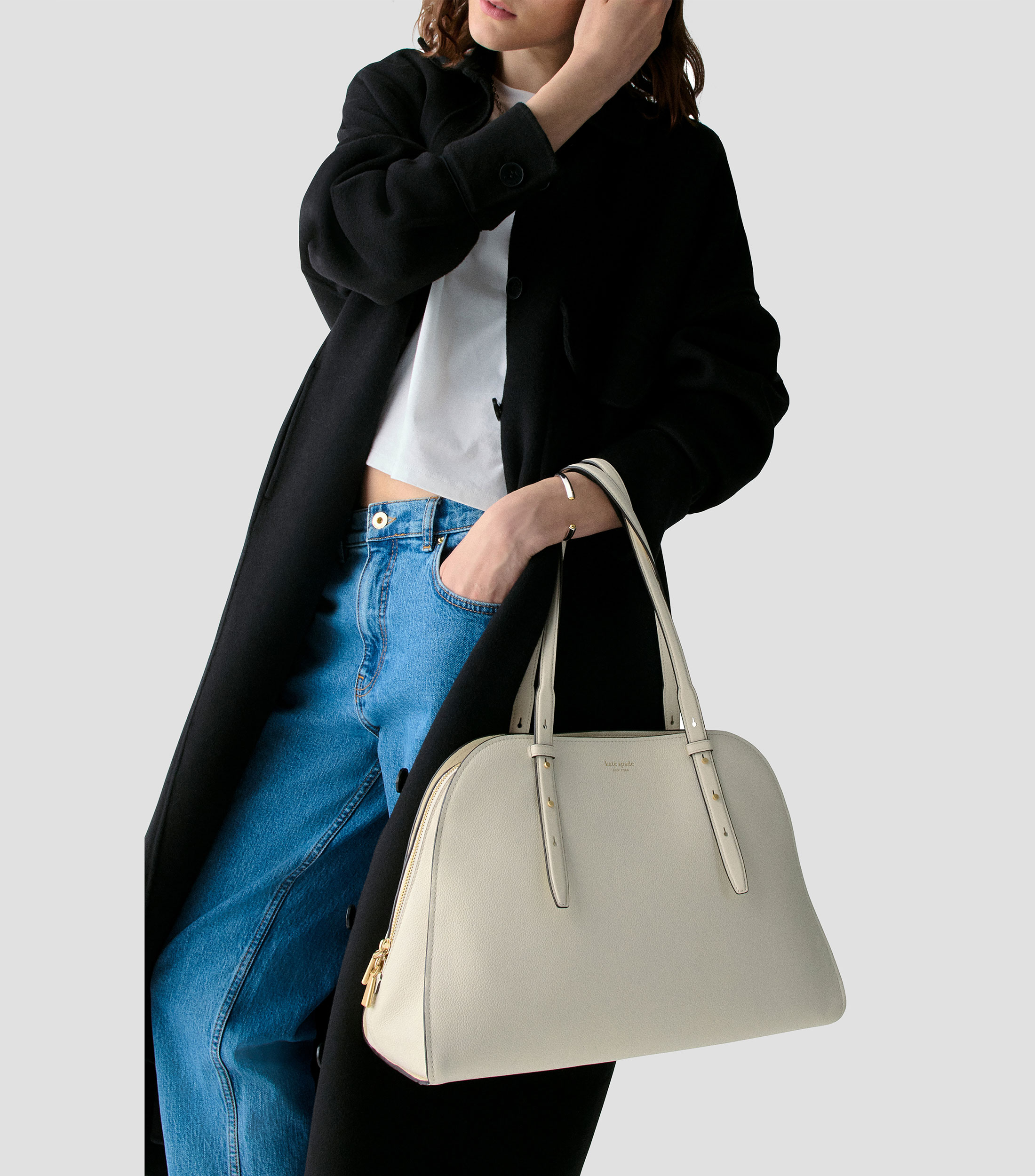 Bolsa Satchel en piel granulada Mujer