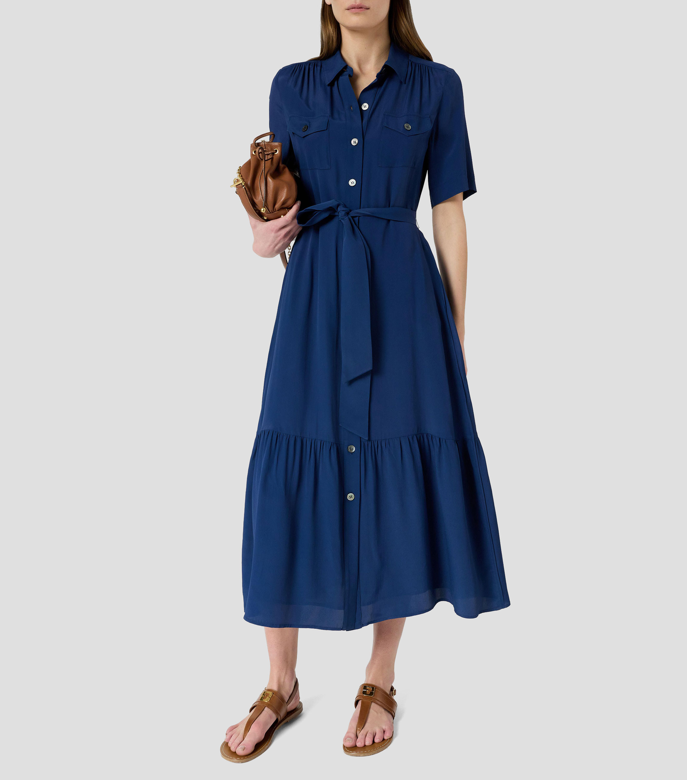 Vestido camisero largo liso Raina Mujer