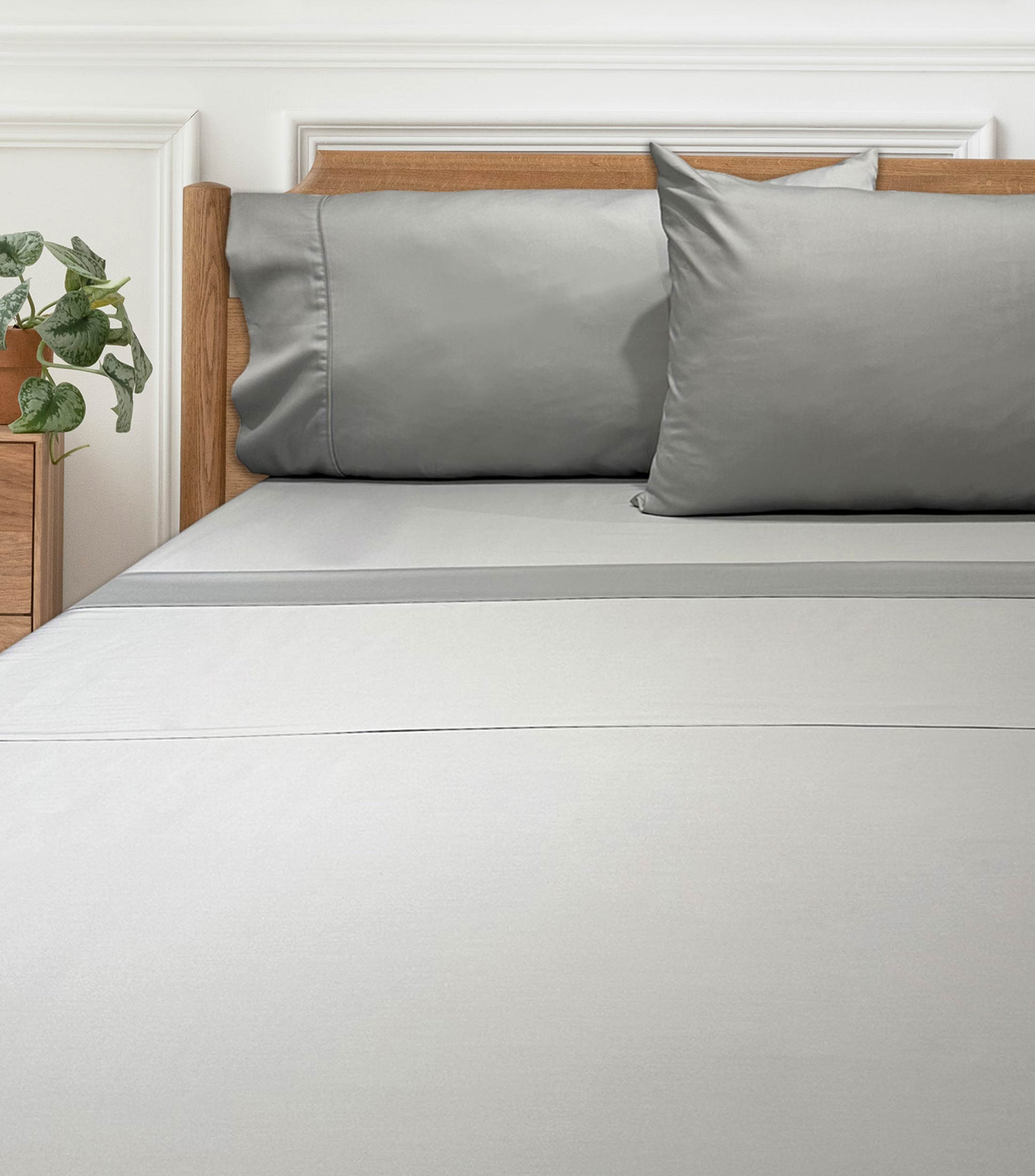 Juego de Sabanas Bambu-Algodon King Size Gris