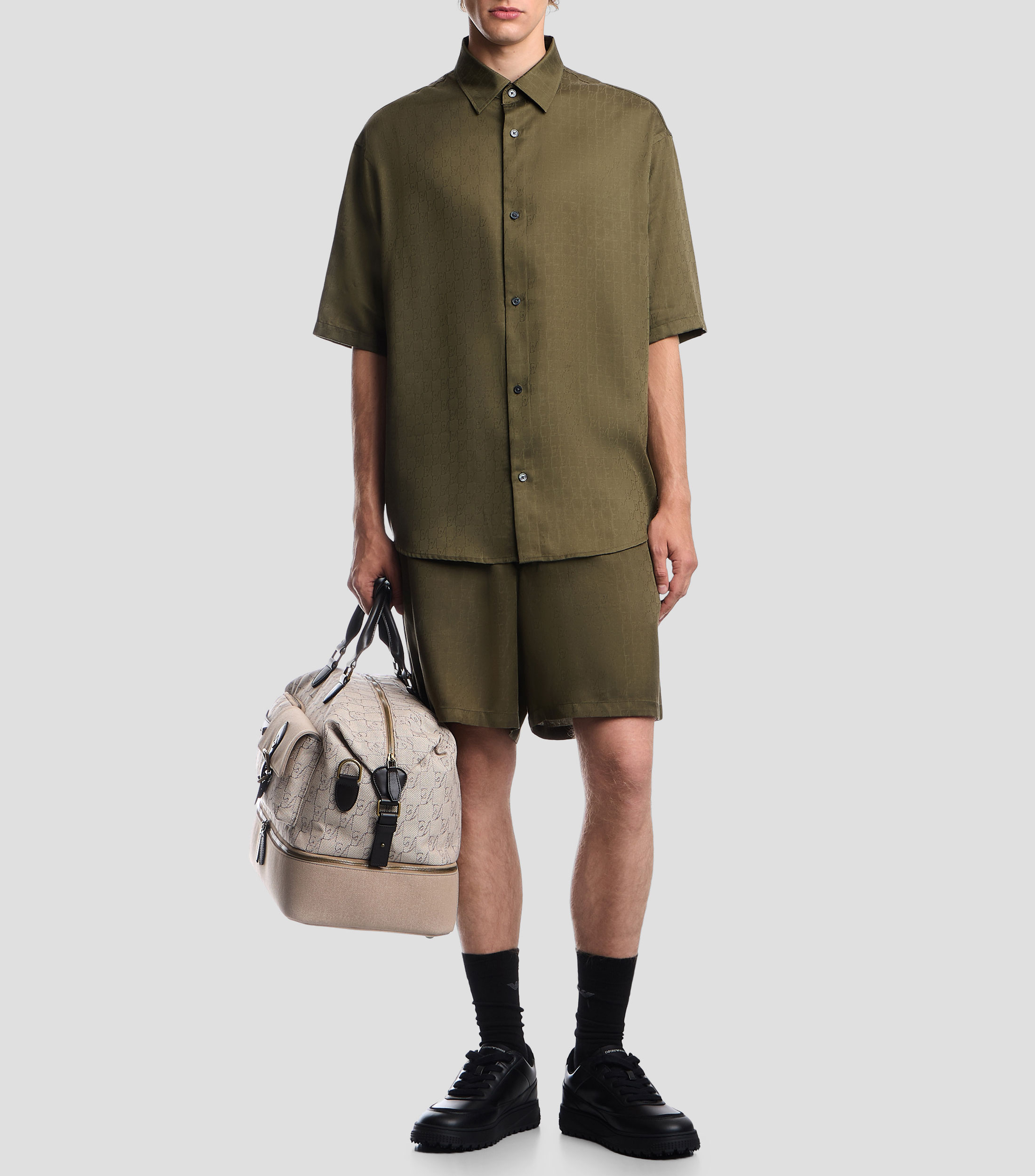 Camisa con estampado manga corta Hombre