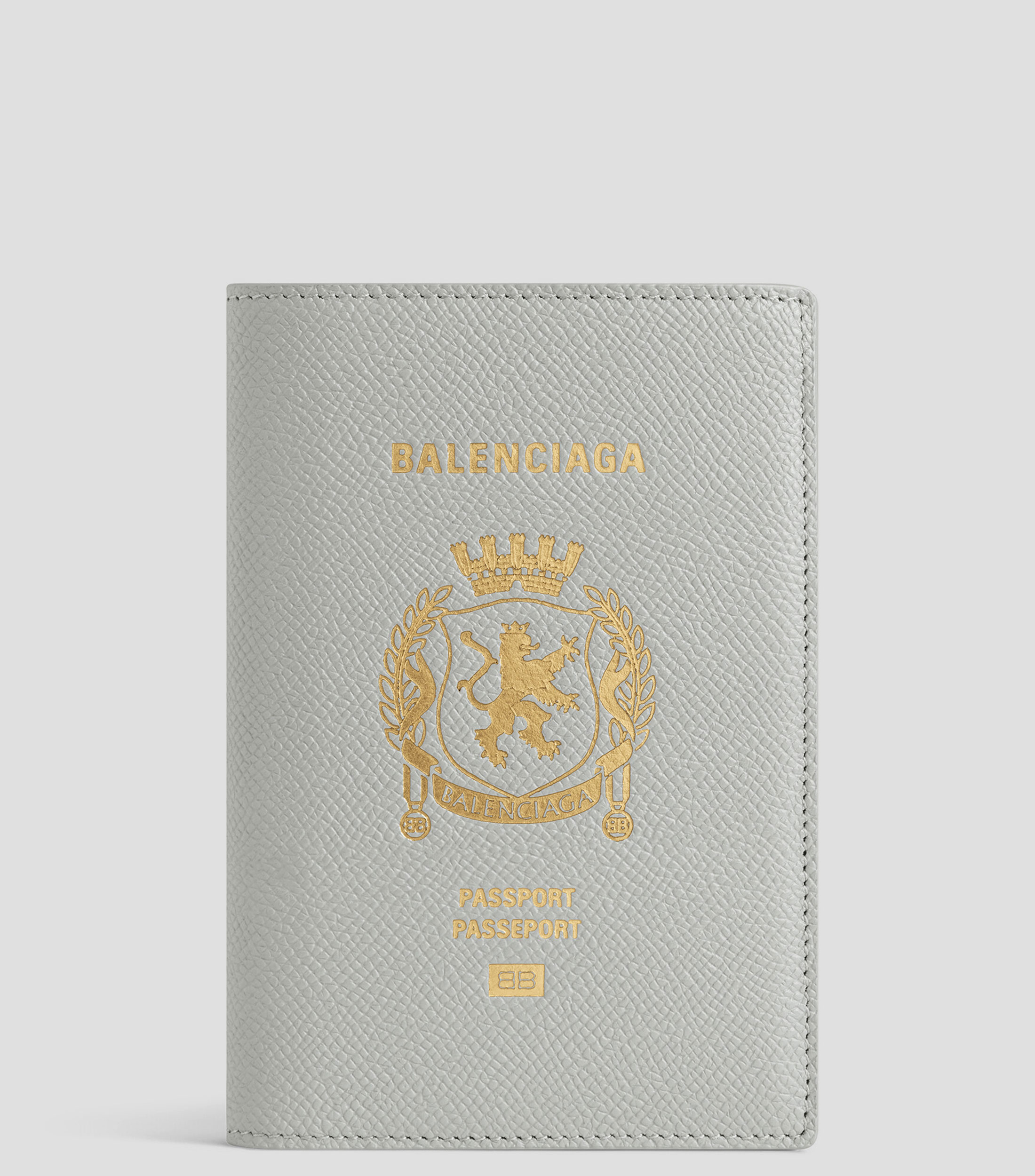 Portapasaporte gris en piel estampado Hombre