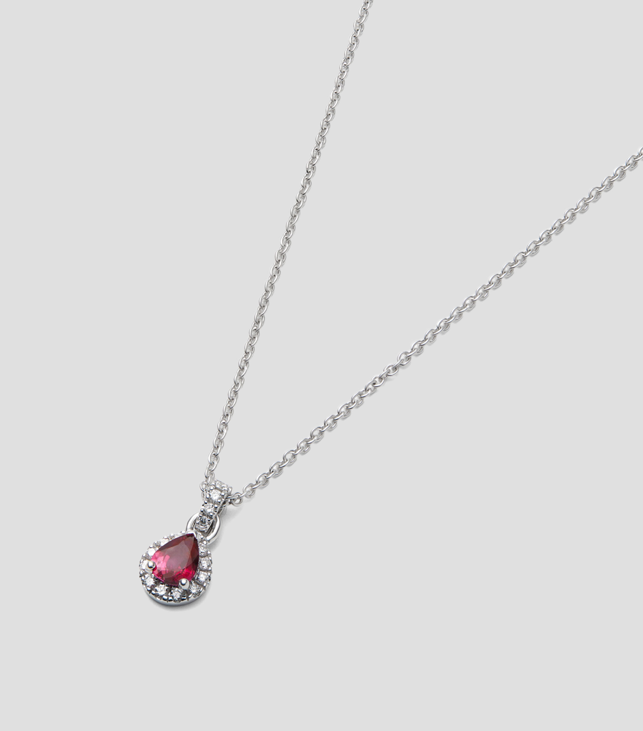 Collar en Oro blanco de 18 Kilates con Rubí rojo y diamantes Big Three Mujer