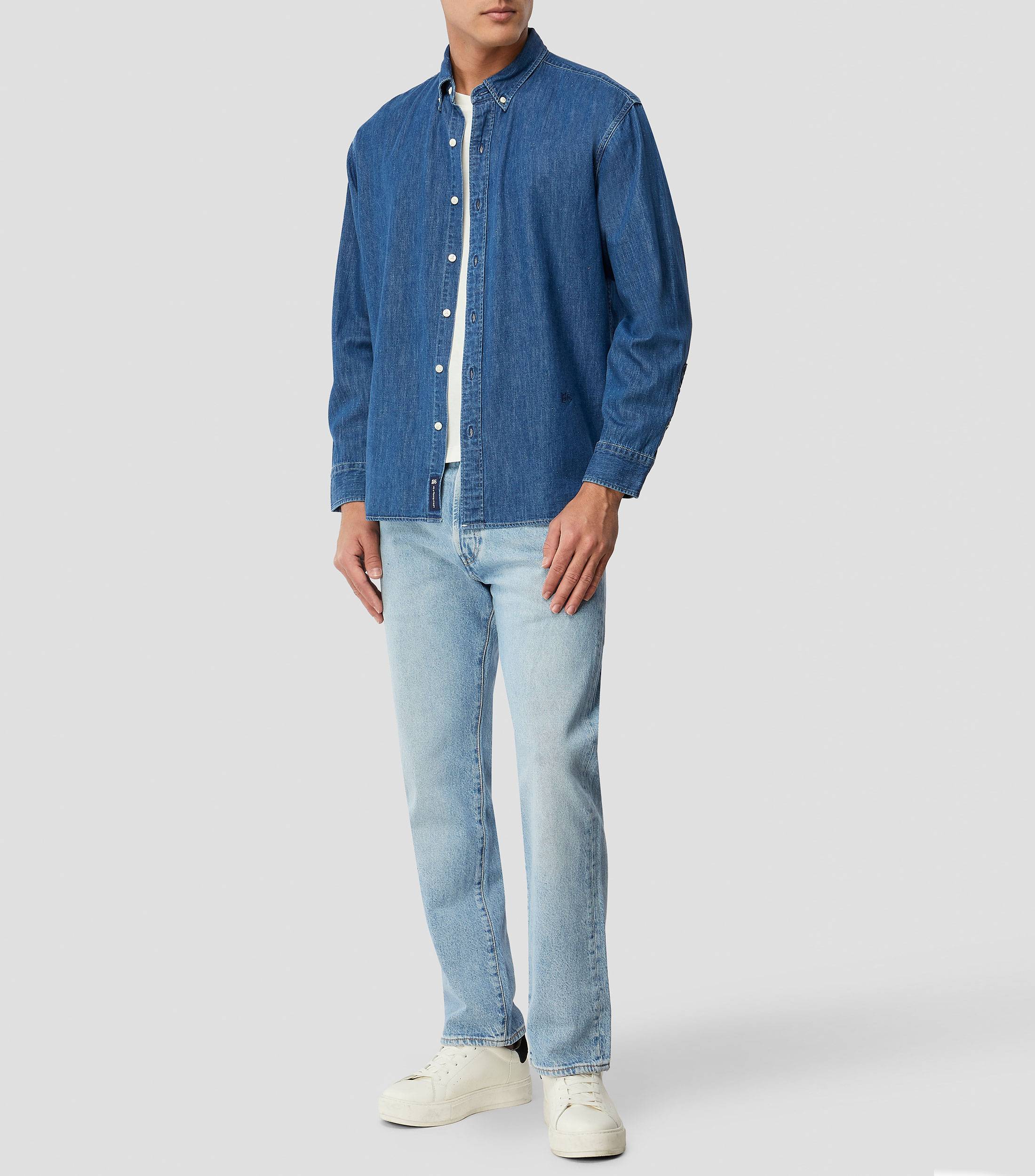 Camisa lisa manga larga Blue Tab Hombre