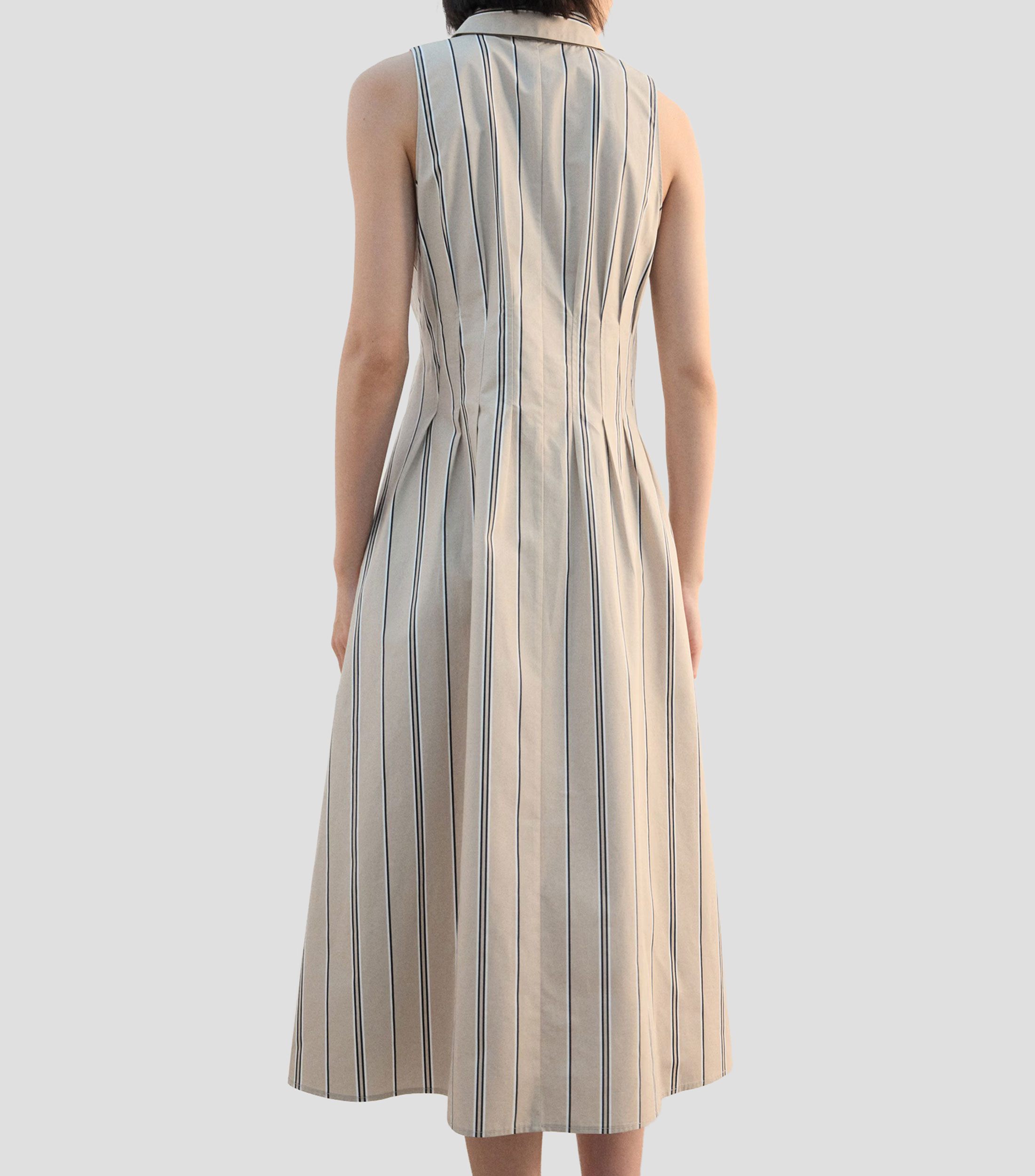 Vestido midi a rayas Mujer