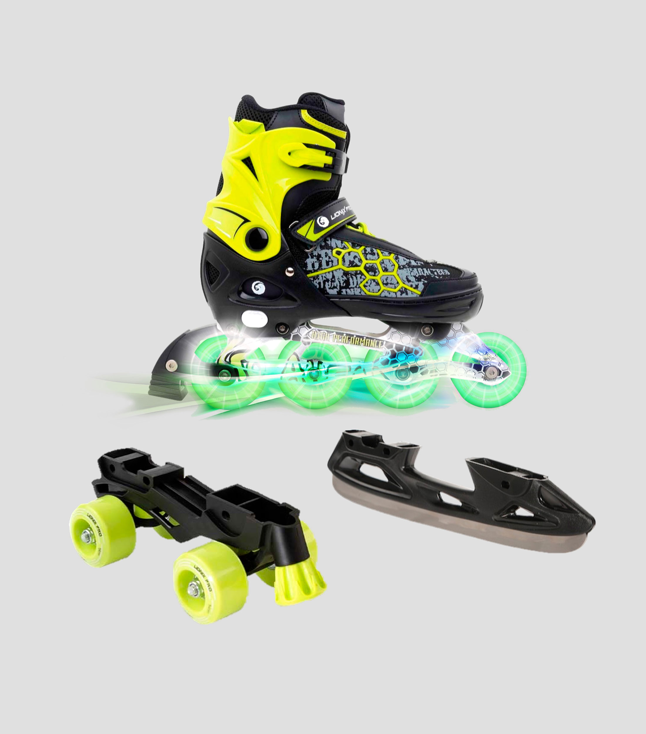 Patines 3 en 1 Ajustables Luz Rosa