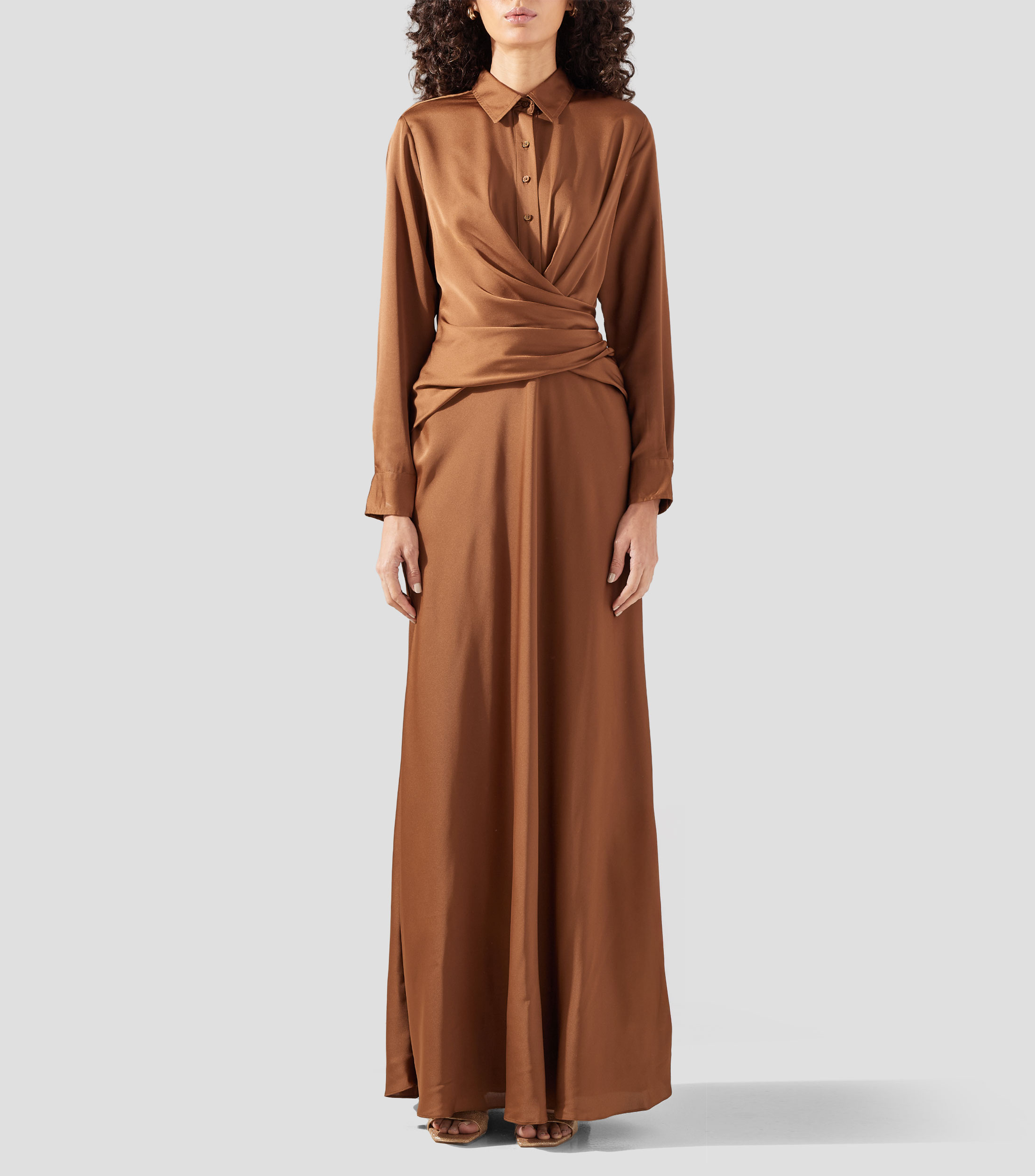 Vestido largo manga larga liso Mujer