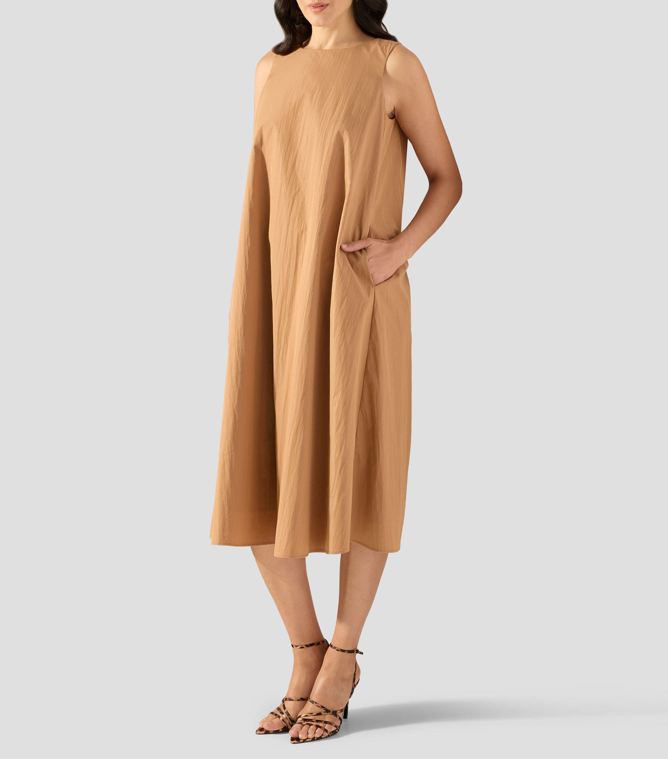 Vestido midi liso Mujer