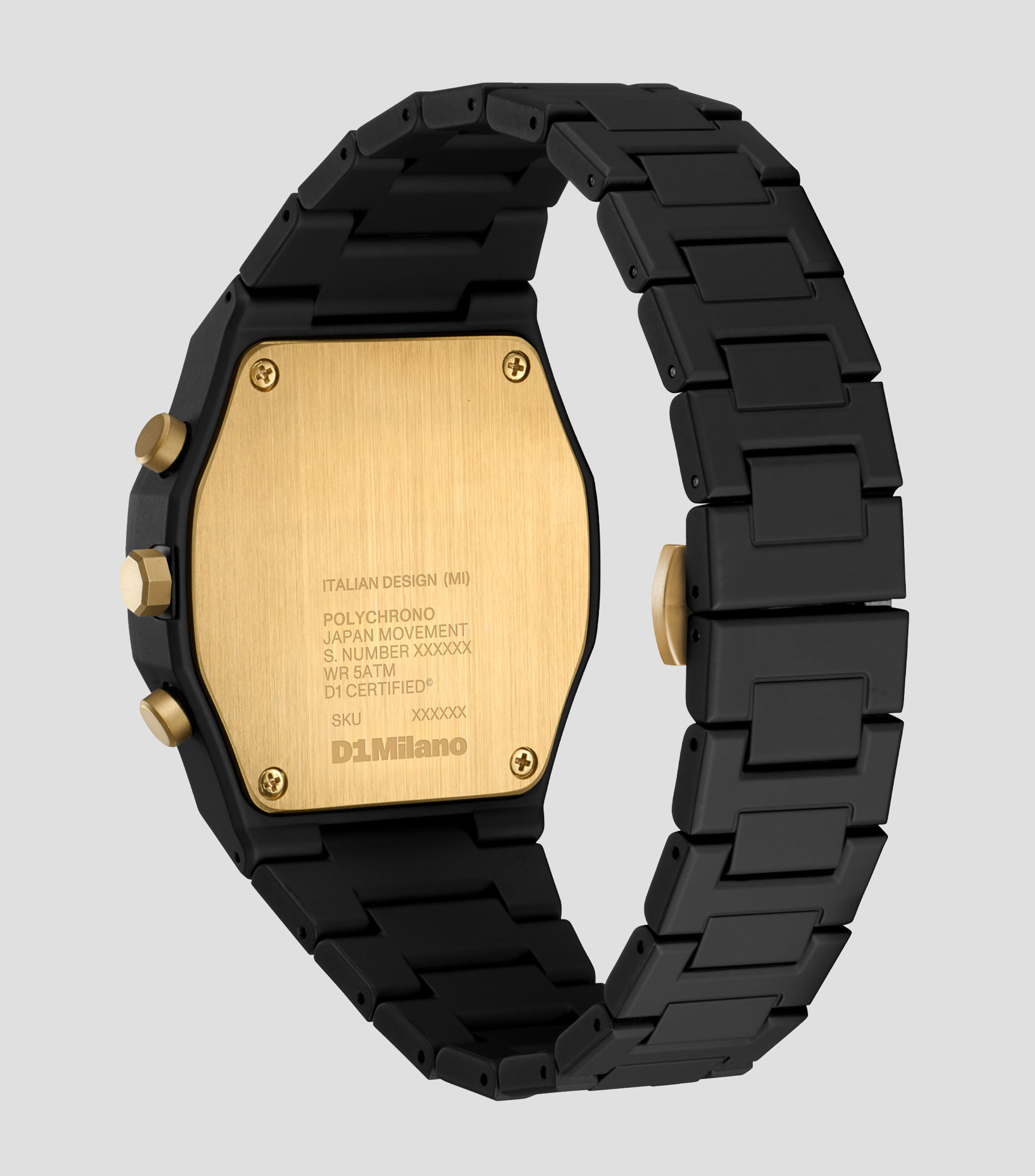 Reloj para Hombre Polychrono Gilded Solar casual negro, dorado