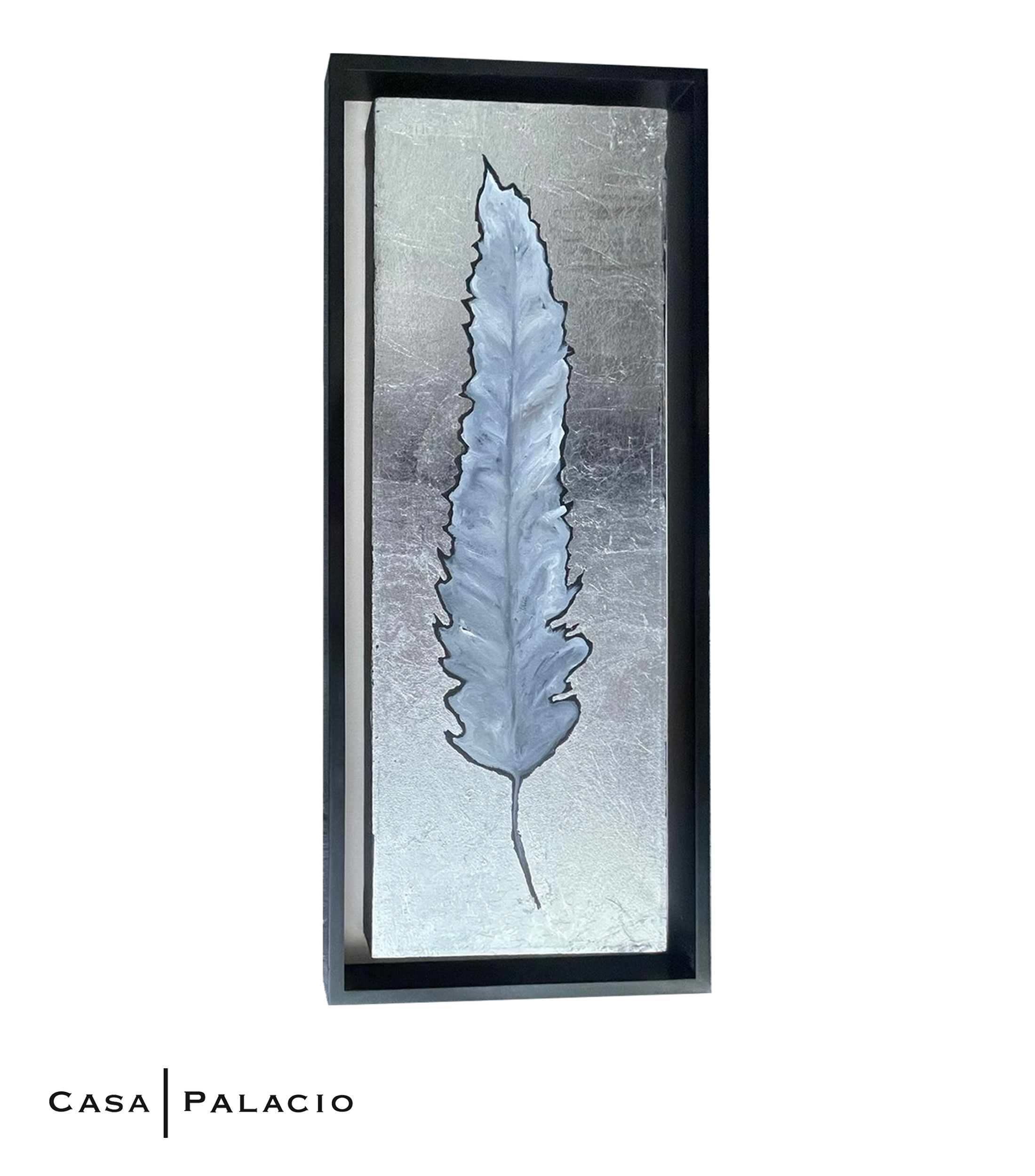 Figura Decorativa Cuadro con Pluma en Madera