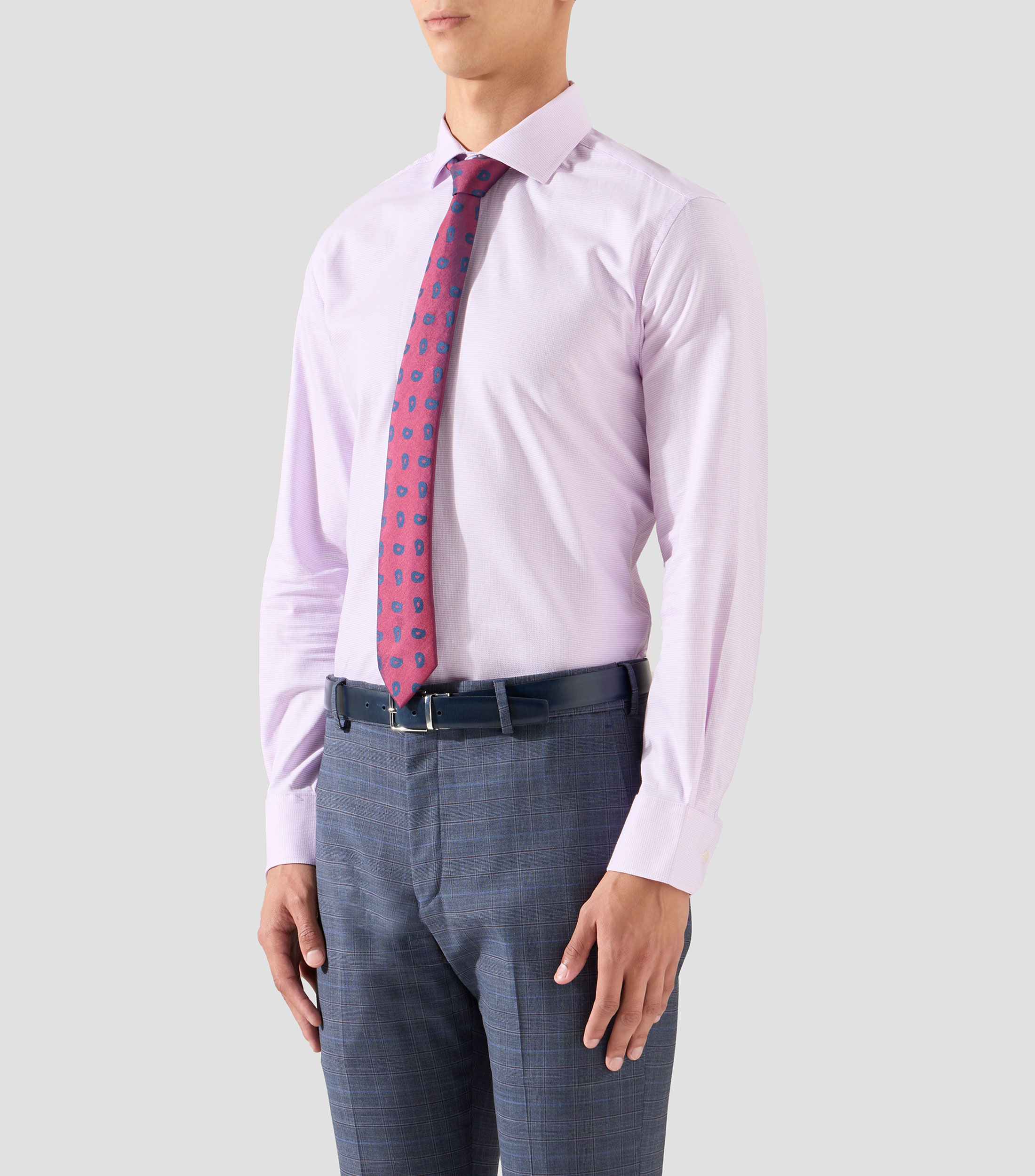 Camisa con microdiseño manga larga Hombre