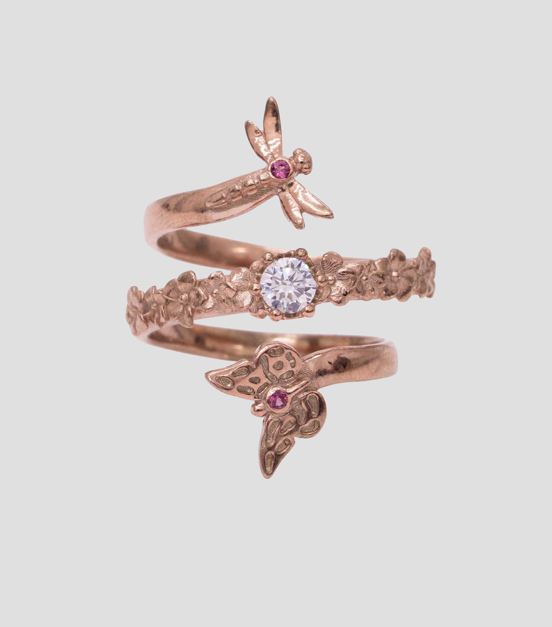 Anillo en plata .925 en forma de espiral con incrustaciones Mujer