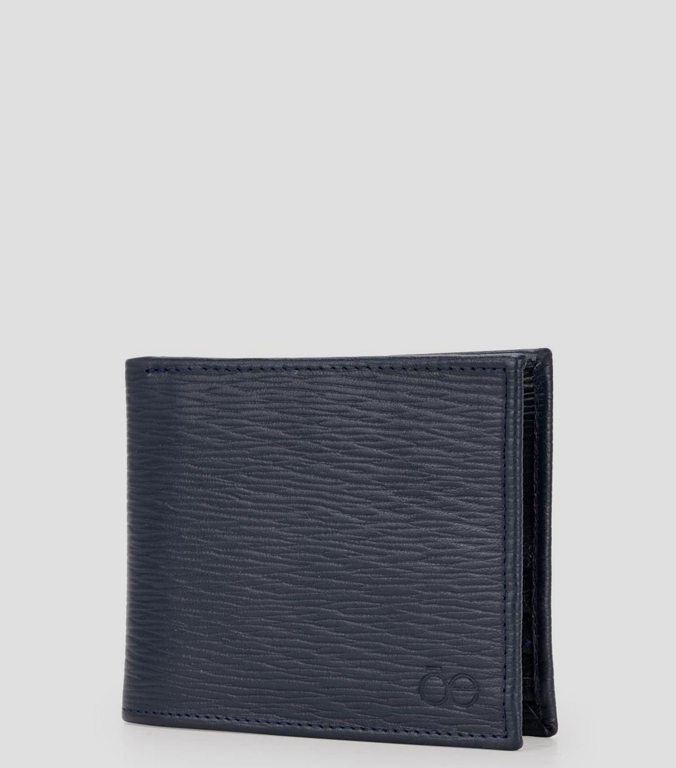Cartera bifold azul marino en piel Axem liso Hombre