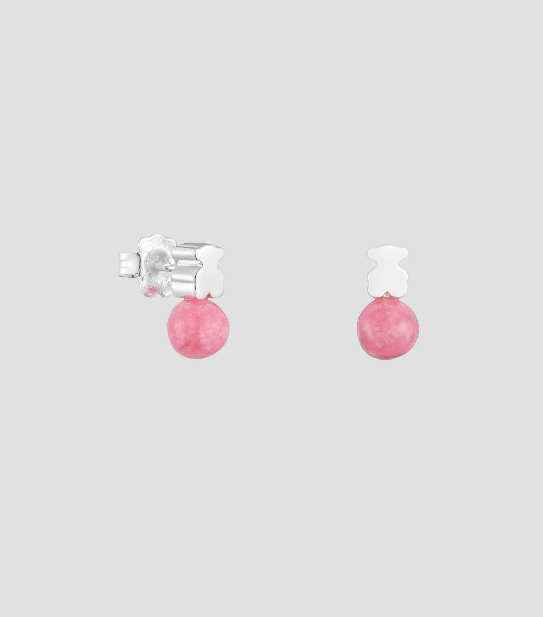 Aretes en plata de oso con rodonita Icon Mesh Mujer
