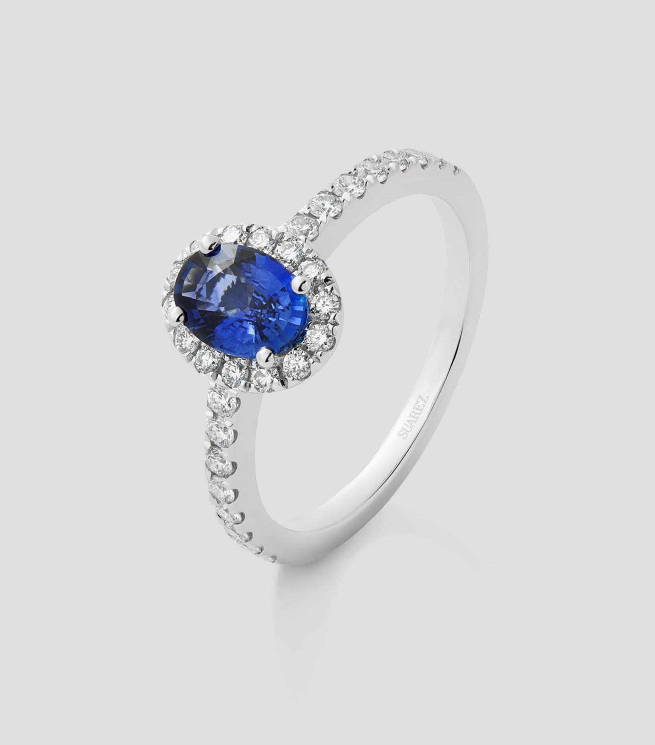 Anillo en oro blanco de 18 kilates Big Three con zafiro y diamantes Mujer