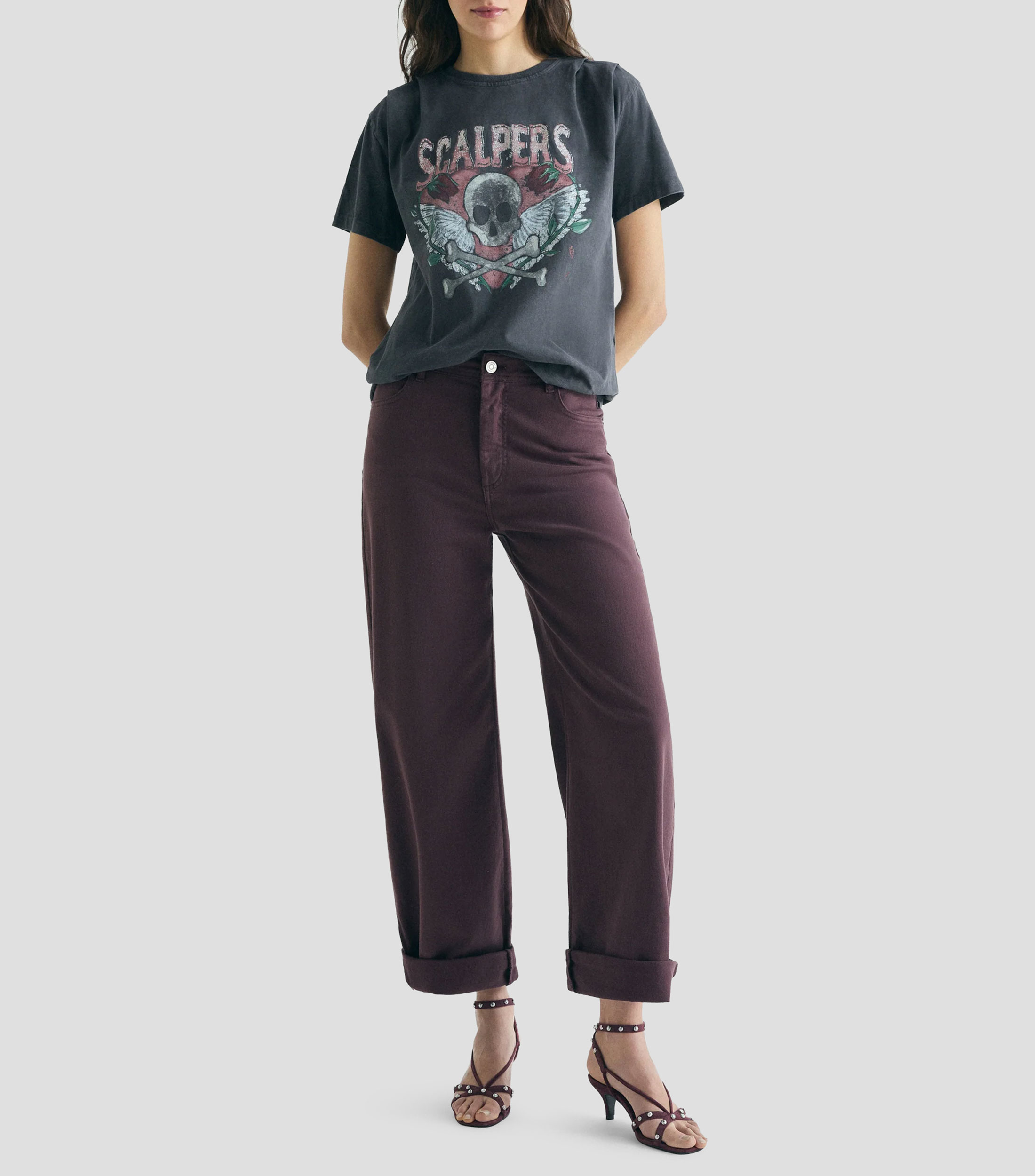 Playera cuello redondo manga corta estampada Mujer
