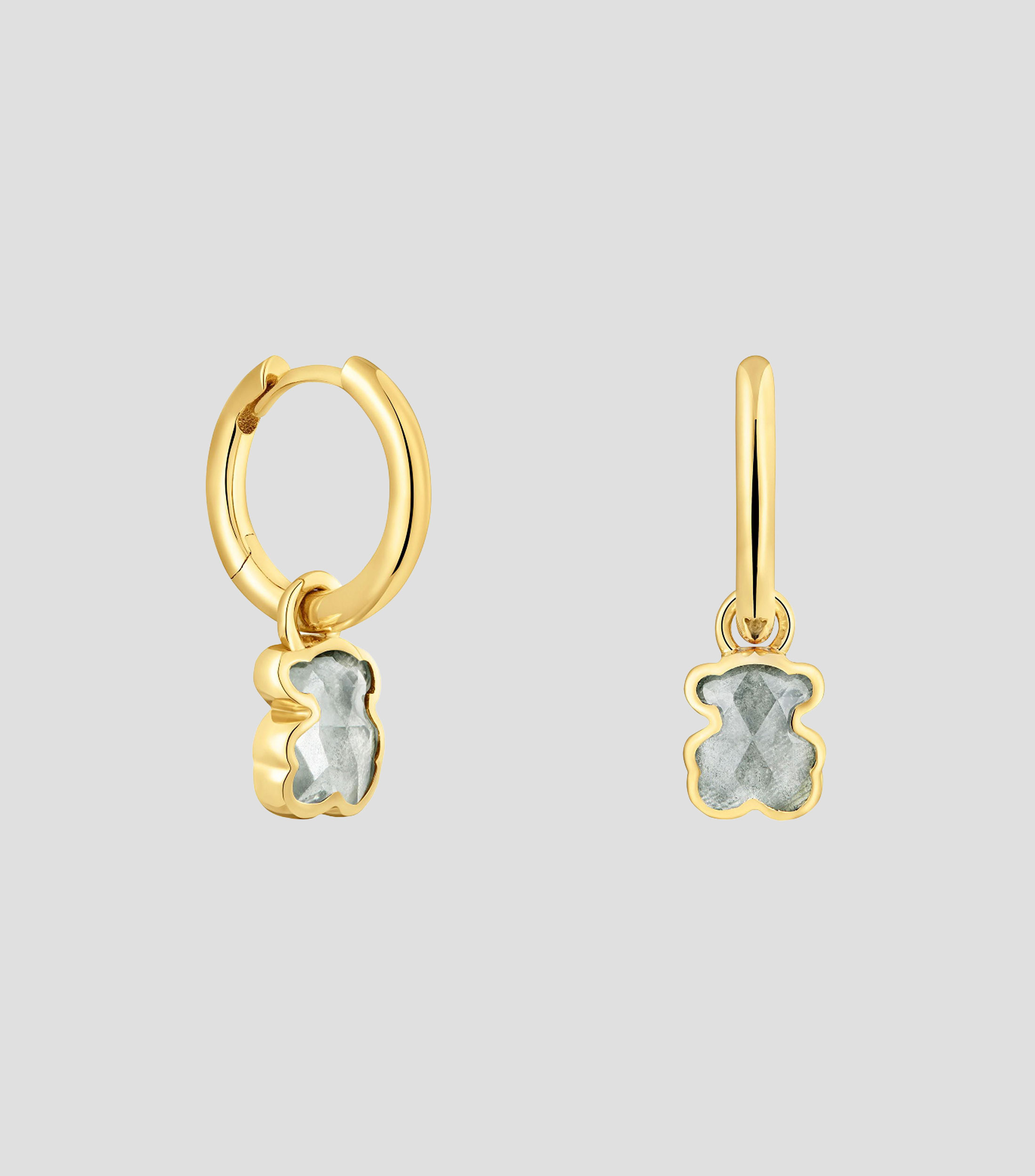 Aretes de aro con oso Mujer