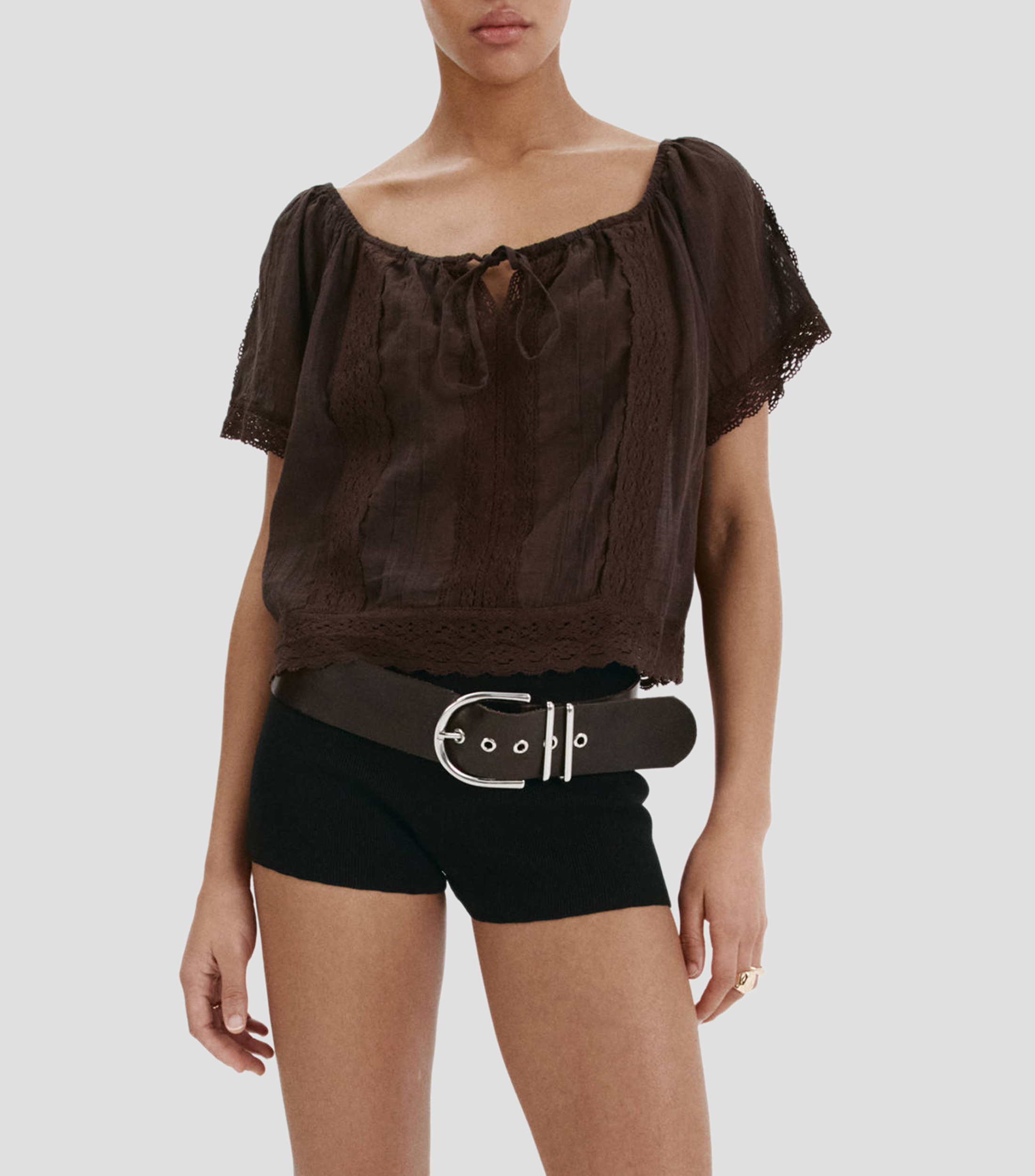 Blusa lisa manga corta Eva Mujer