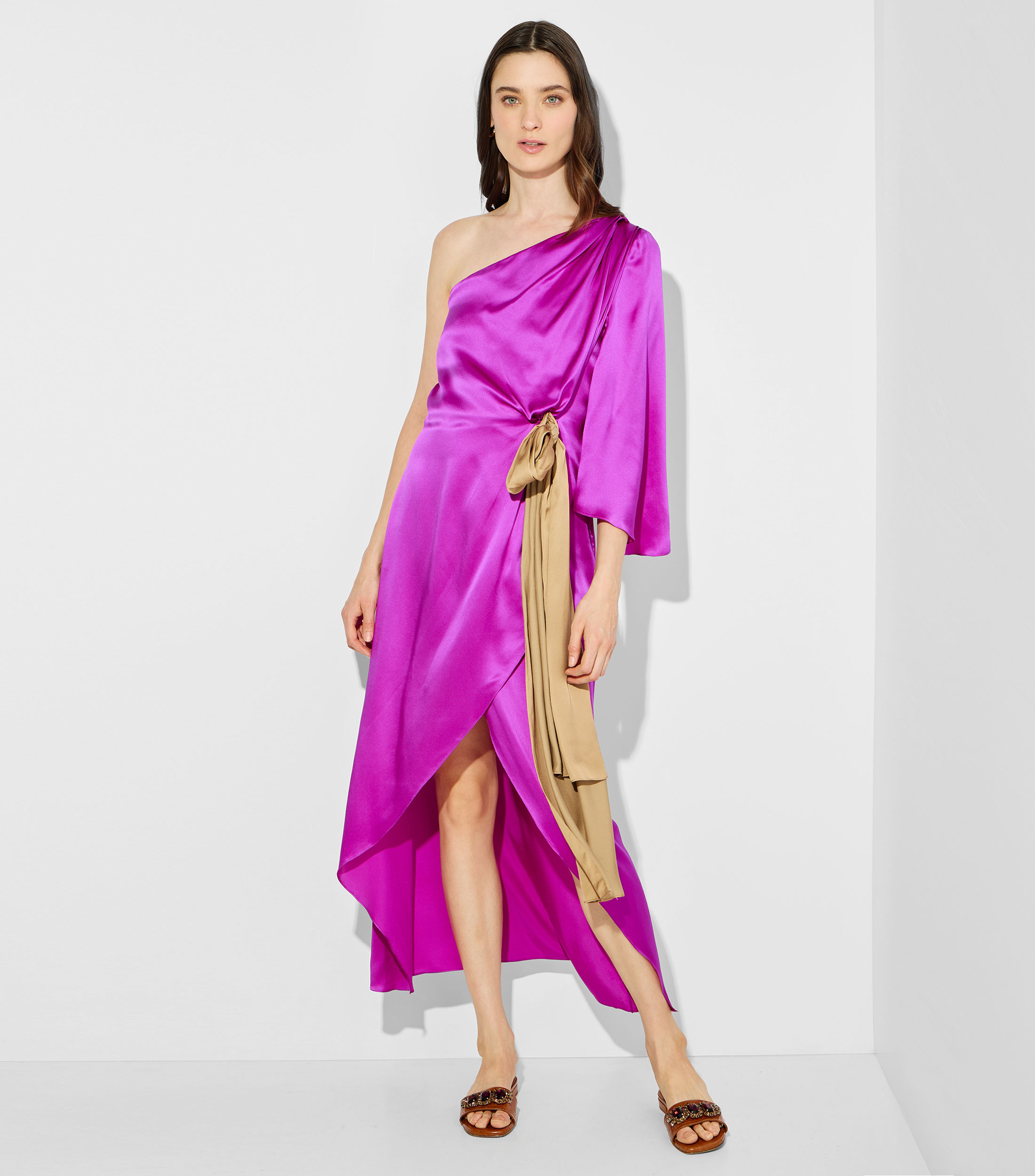 Vestido midi liso Mujer