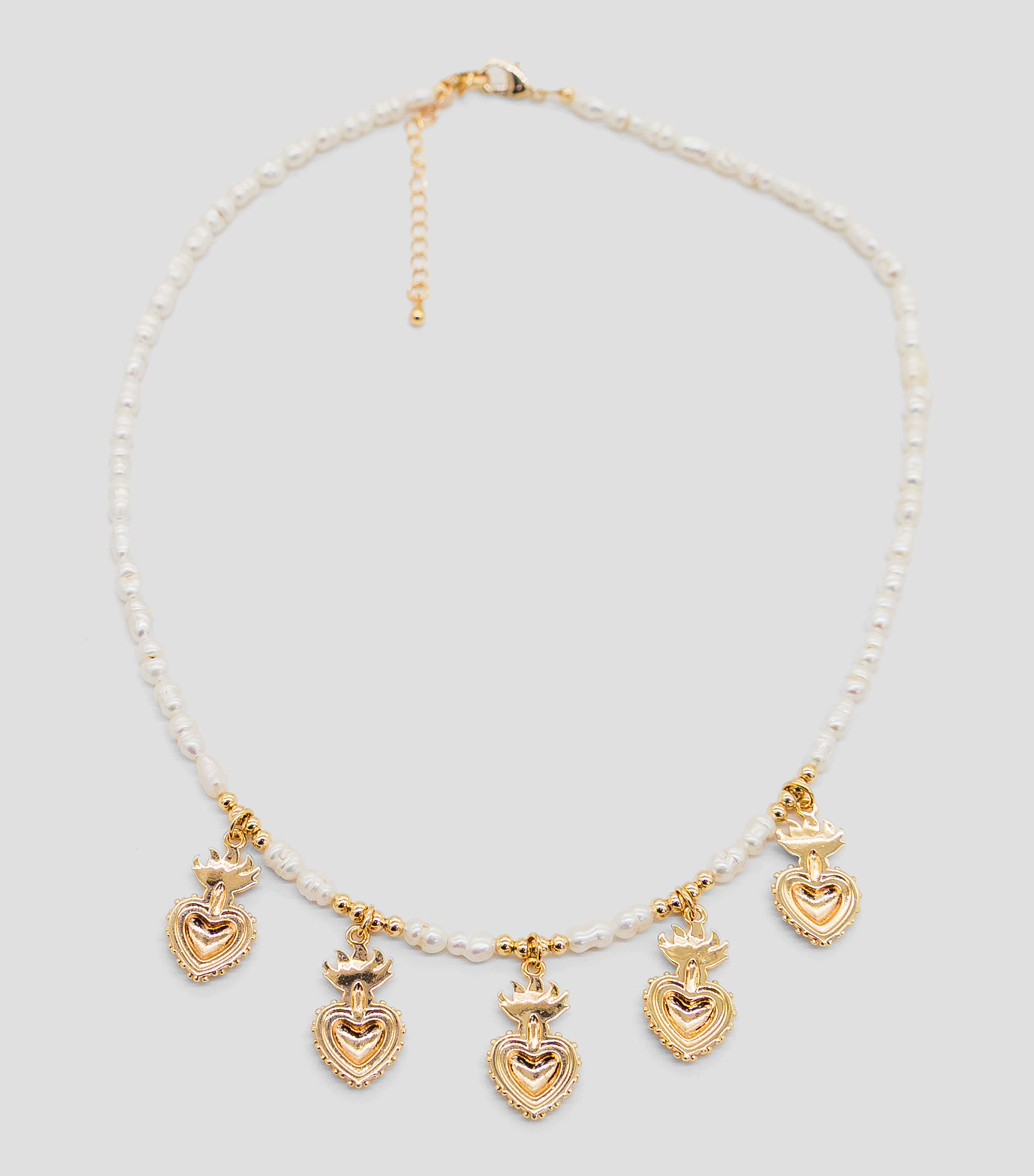 Collar con dijes en forma de corazón Mujer