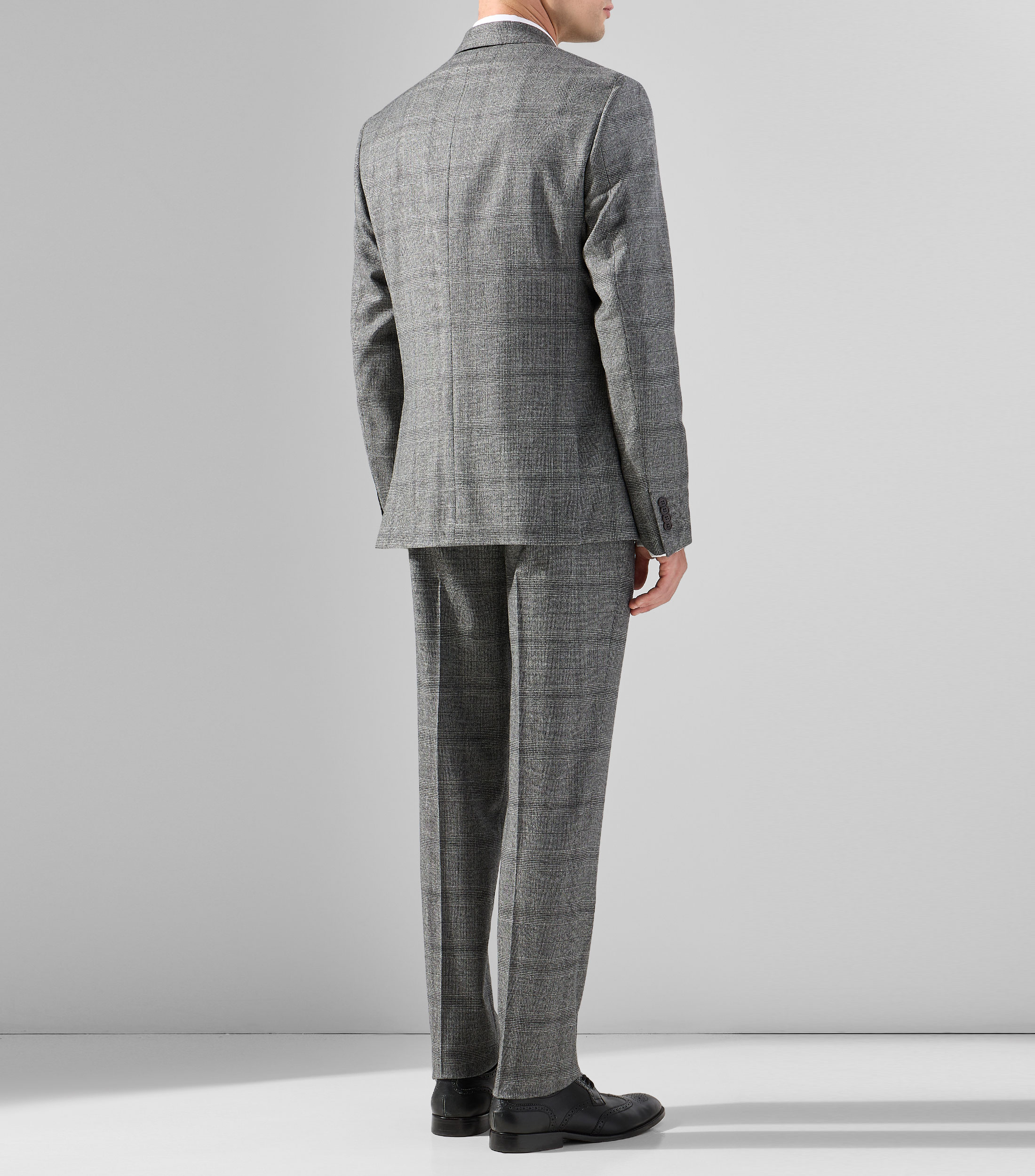 Traje 100% lana de corte recto con diseño de cuadros Hombre