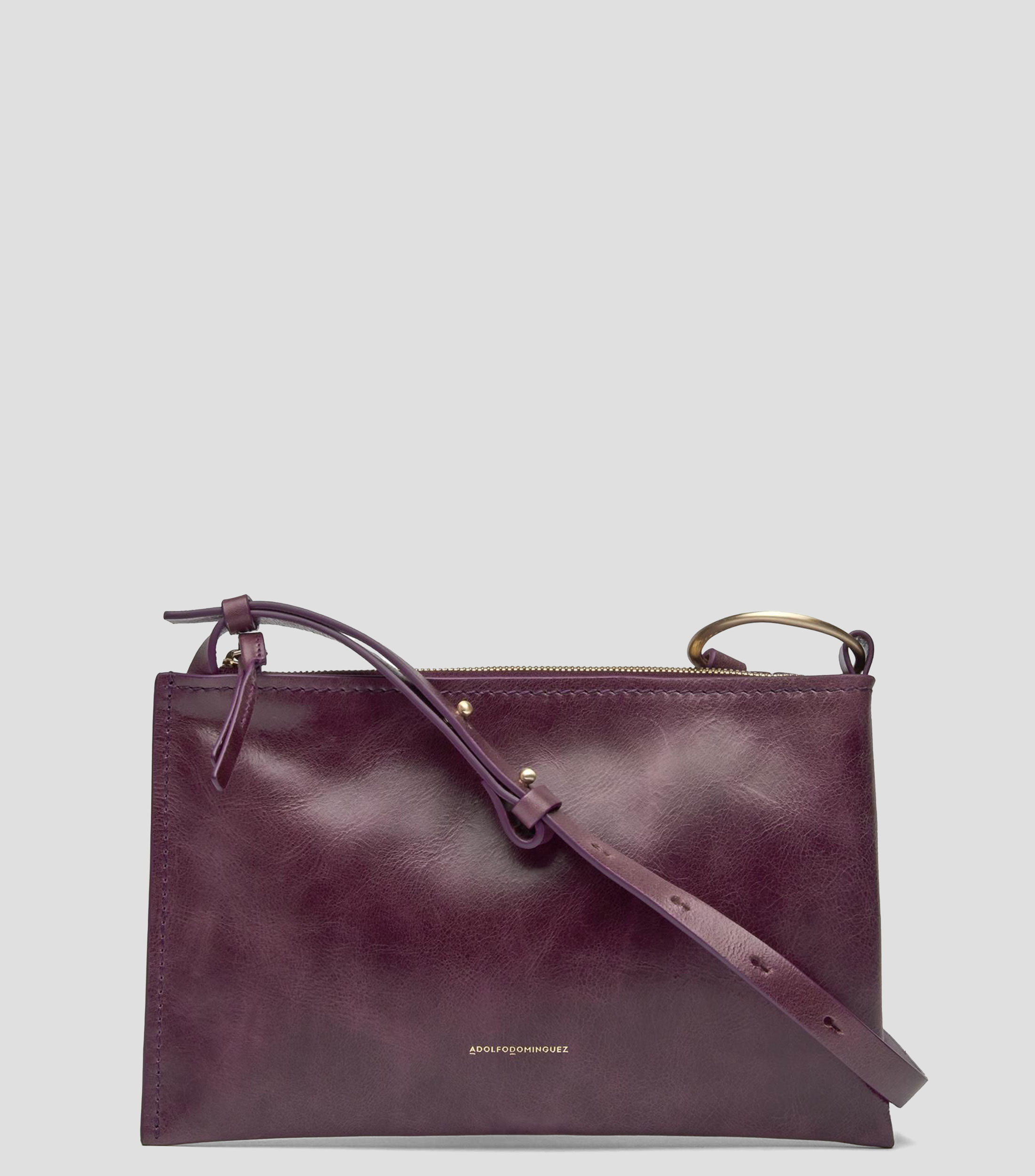 Bolsa crossbody en piel liso Mujer