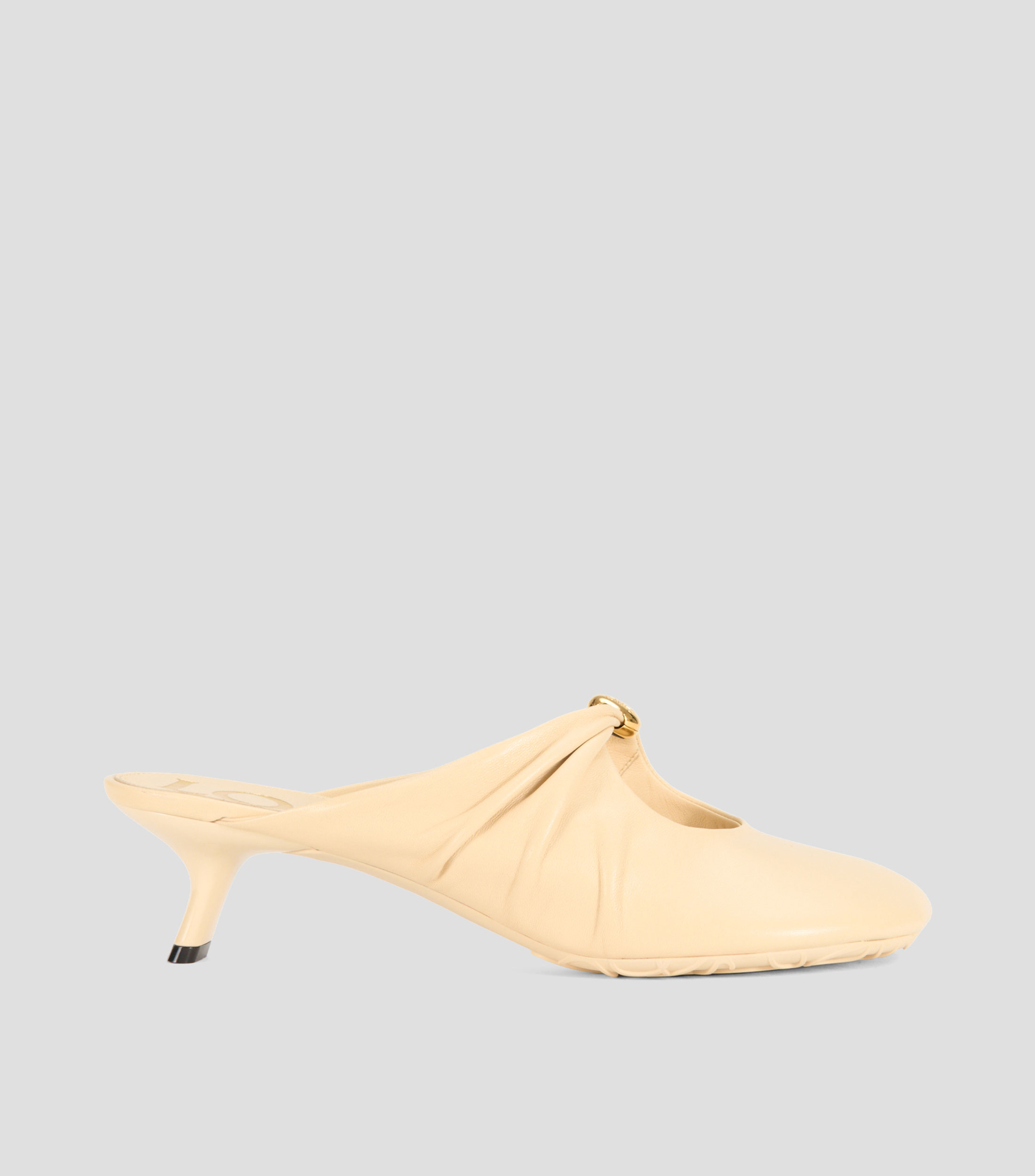 Mules en piel con tacón bajo ancho Mujer