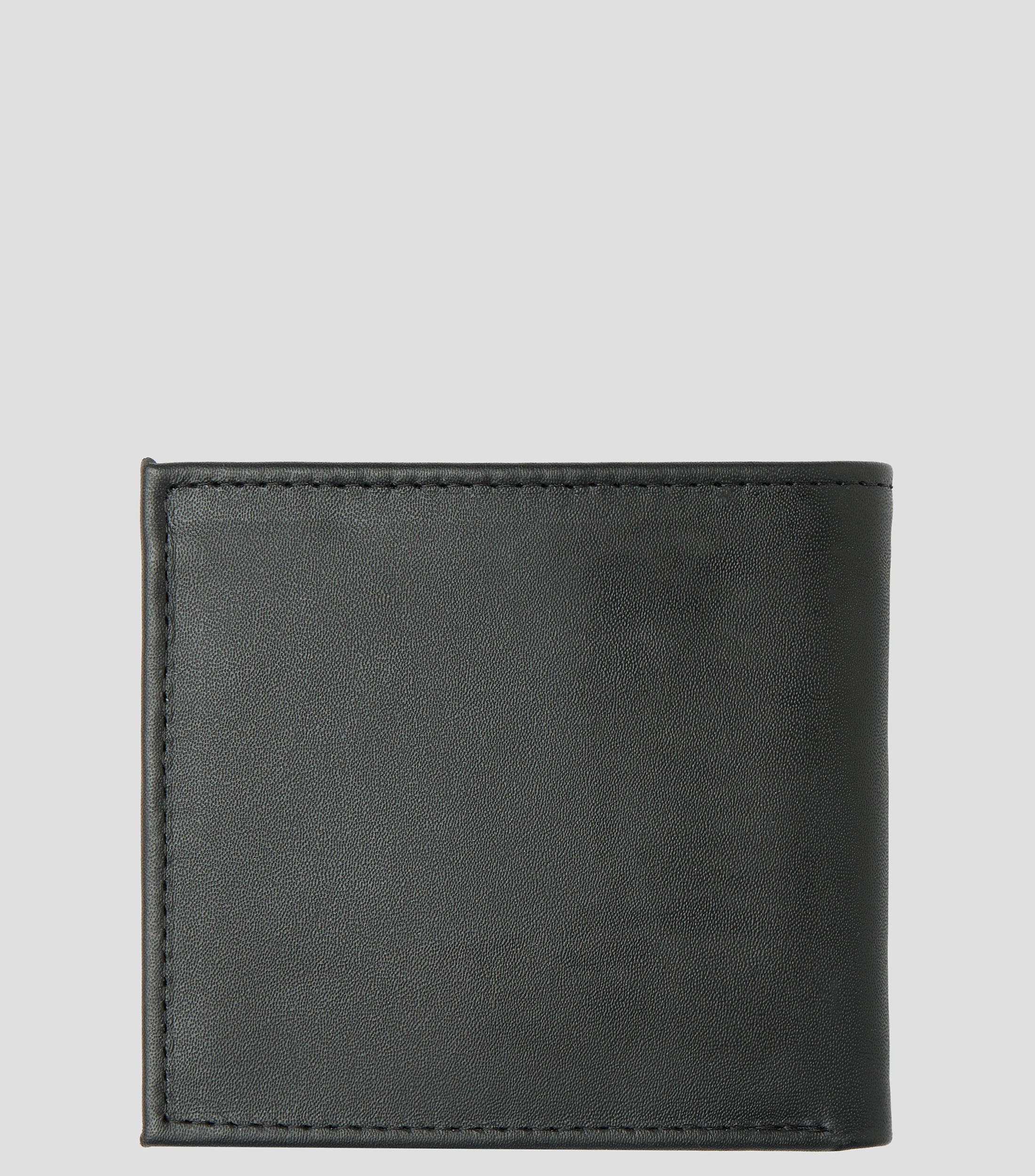 Cartera bifold negra en piel Flap lisa Hombre