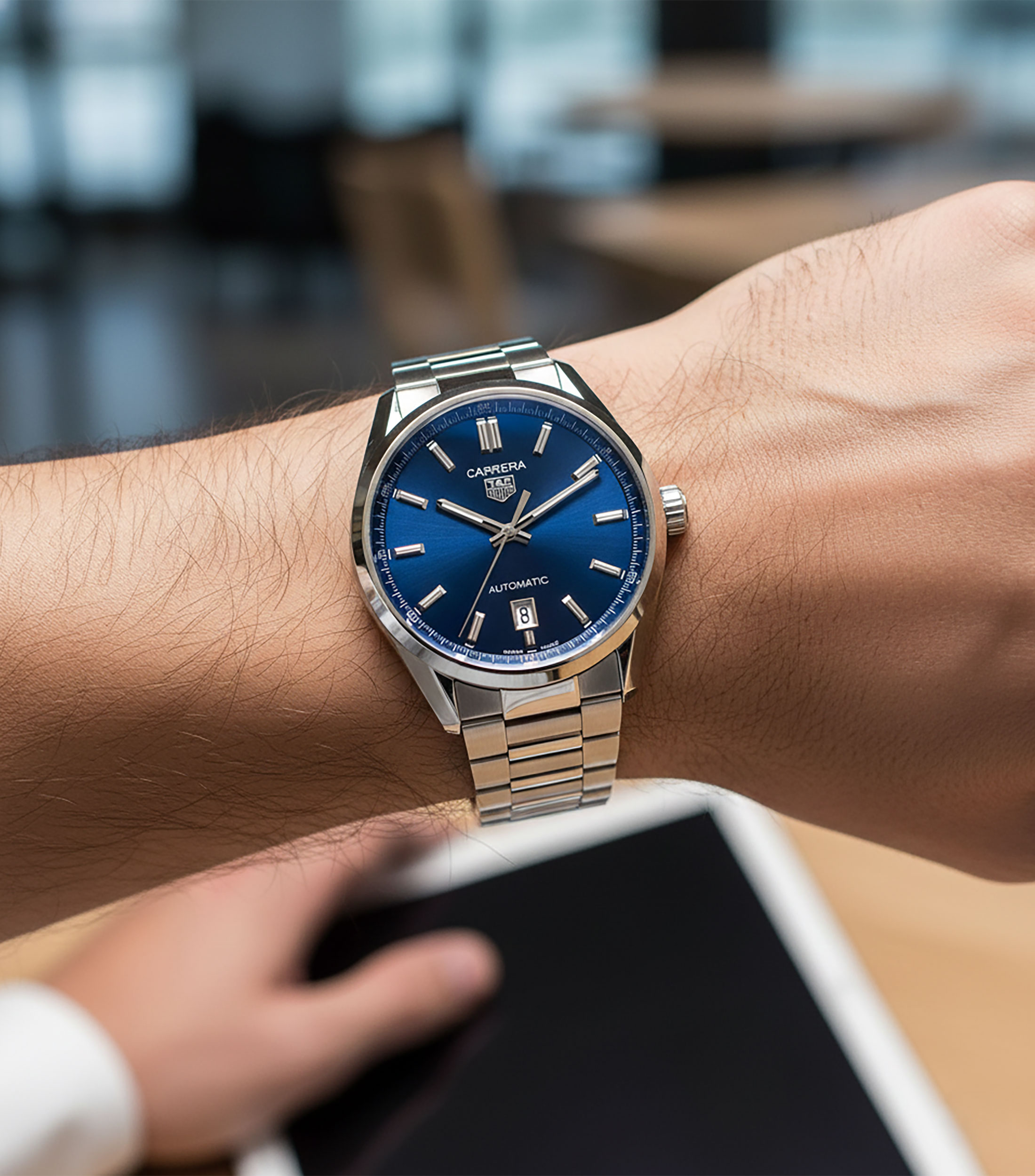 Reloj para Hombre Carrera de vestir, plateado, azul